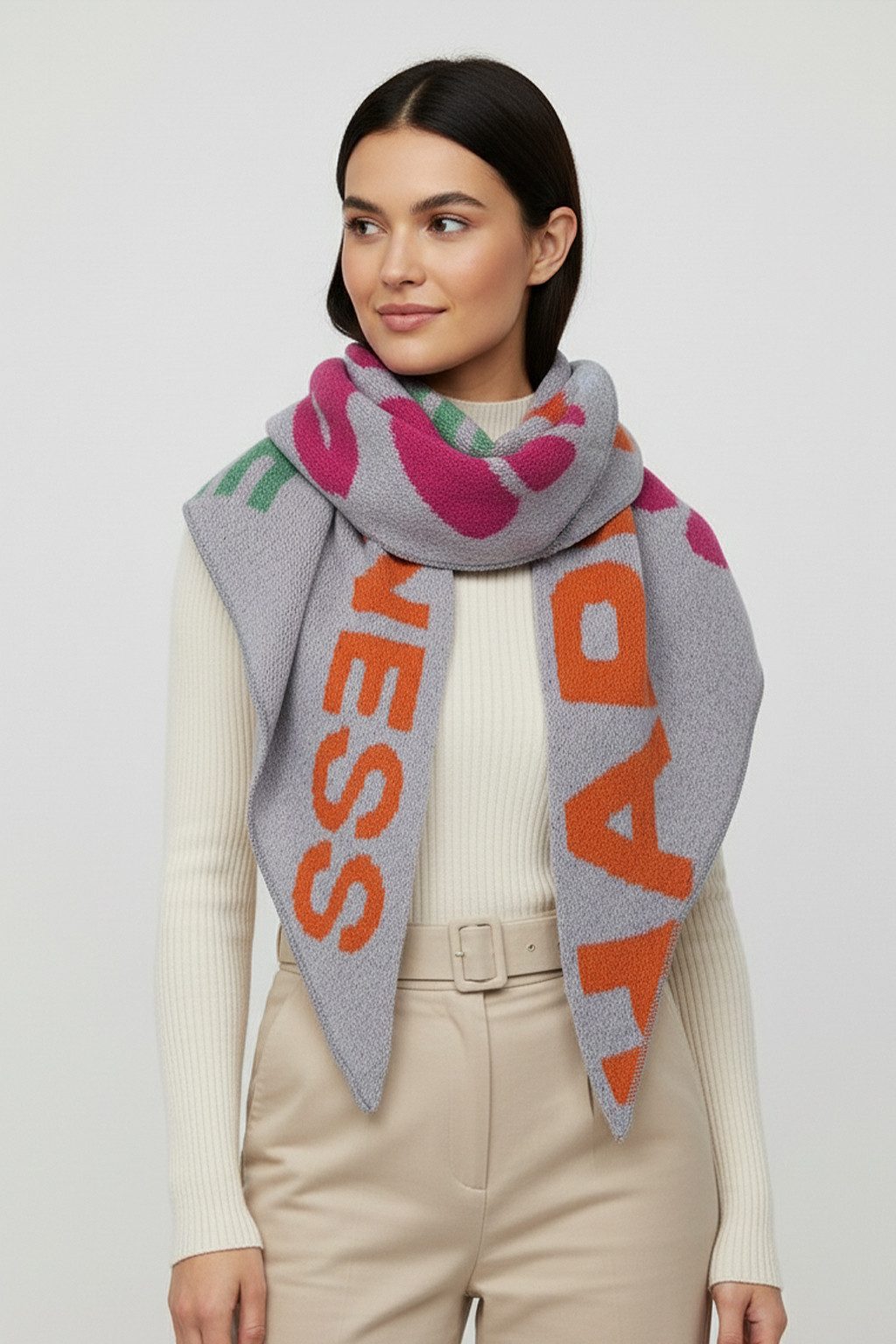 Faera Modeschal Positive Vibes Smiley, (1-St), 9431 in Grau günstig online kaufen