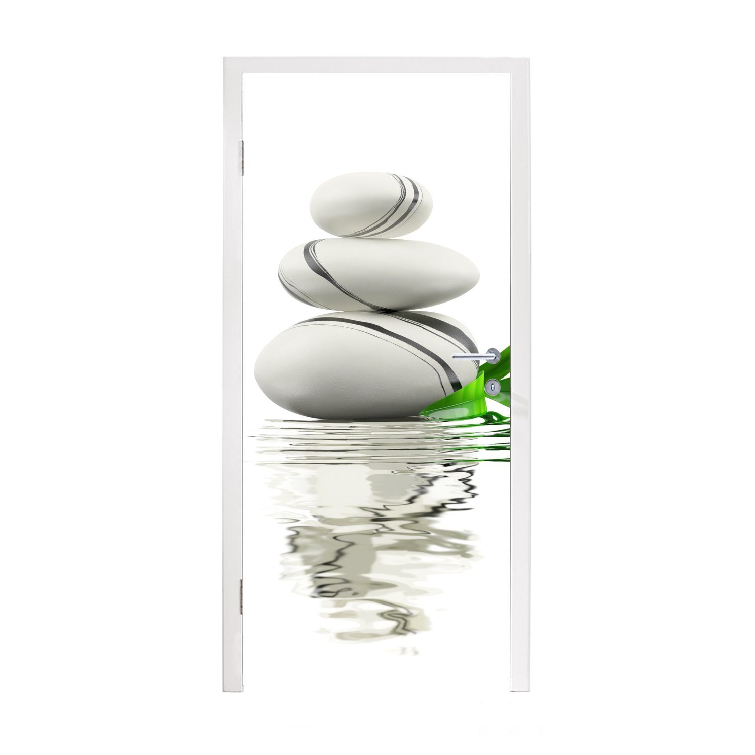 MuchoWow Türtapete Zen-Steine im Wasser, Matt, bedruckt, (1 St), Fototapete für Tür, Türaufkleber, 75x205 cm | Türtapeten
