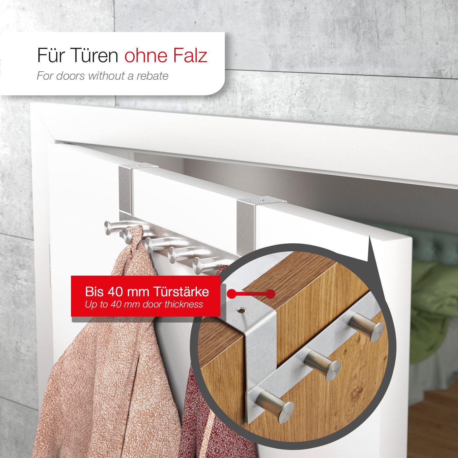 SO-TECH® Türgarderobe Garderobenleiste LINEA 380 x 110 mm, mit 6 Haken Türh günstig online kaufen