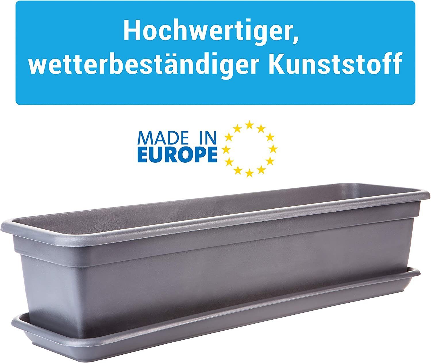 Centi Blumenkasten Balkon mit Untersetzer Balkonkasten Fensterbank