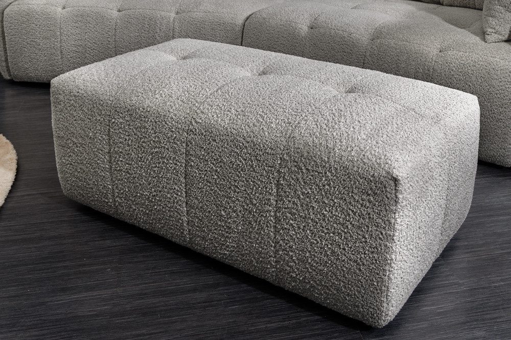 riess-ambiente Fußhocker ROYAL 120cm grau - Bouclé, Federkern, Ziersteppung, Federkern, modern (Einzelartikel, 1 St), gepolsterter Sitzhocker - ideal für Ankleide, Garderobe & Wohnzimmer