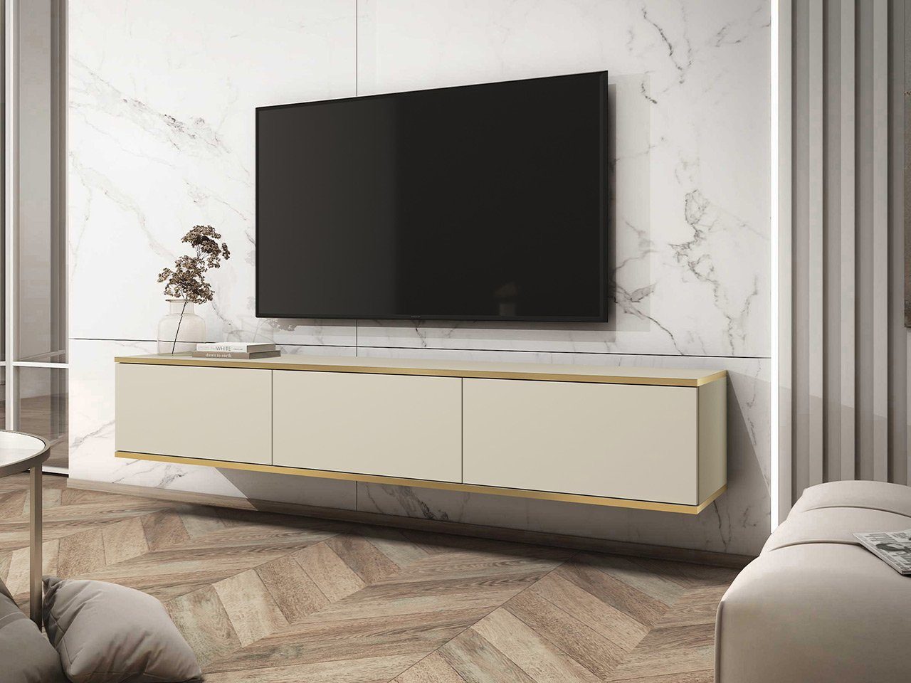 MIRJAN24 TV-Schrank Oro I (3-Klappe) Griffloses Öffnungssystem push to open, 175x32x30 cm – Bild 2 von 5