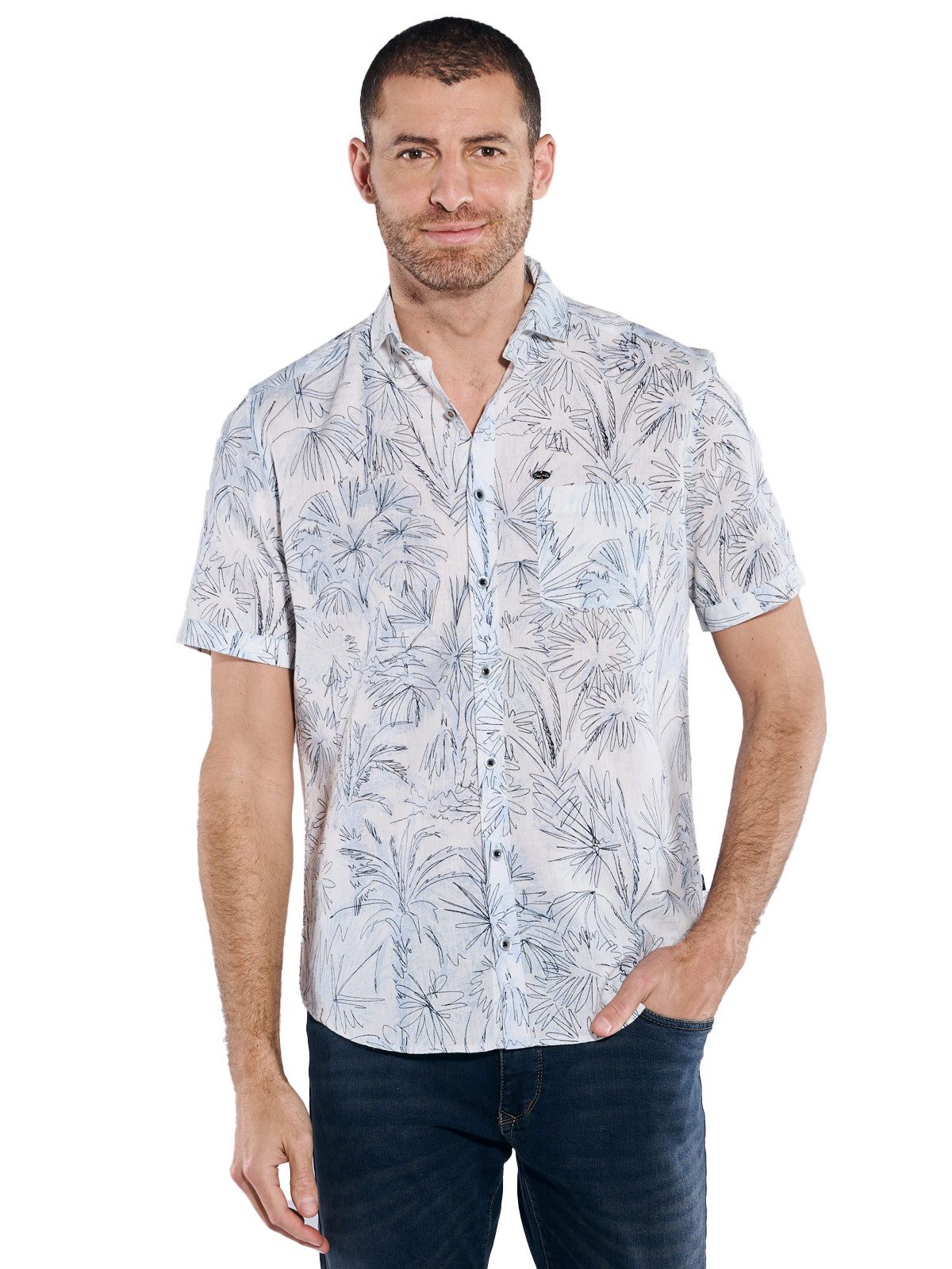 Engbers Kurzarmhemd Kurzarm-Hemd mit Leinenanteil