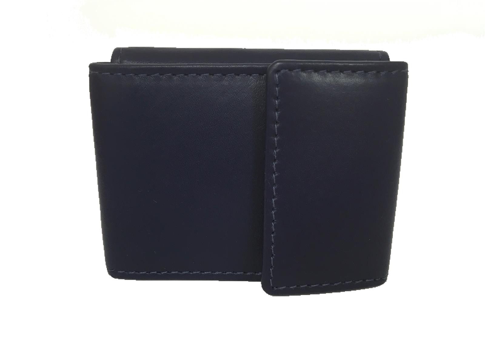 DF Mini Geldbörse extrakleine Herren Minibörse Leder, dunkelblau, navy