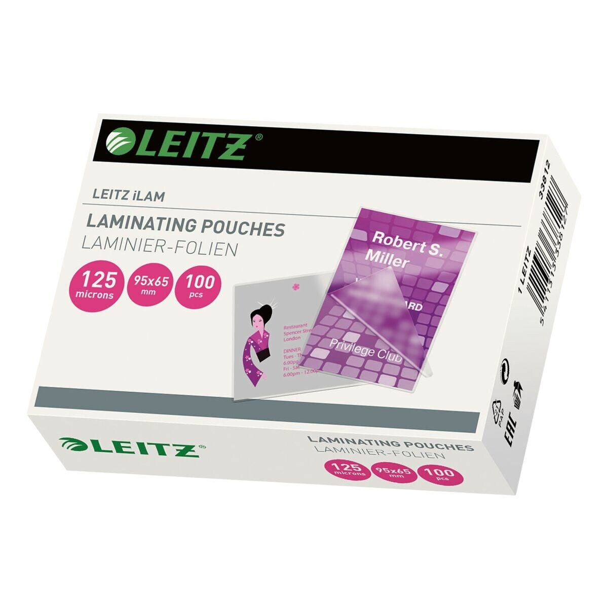 LEITZ Laminierfolie iLAM pouch, 95x65 mm, 125 mic, glänzend