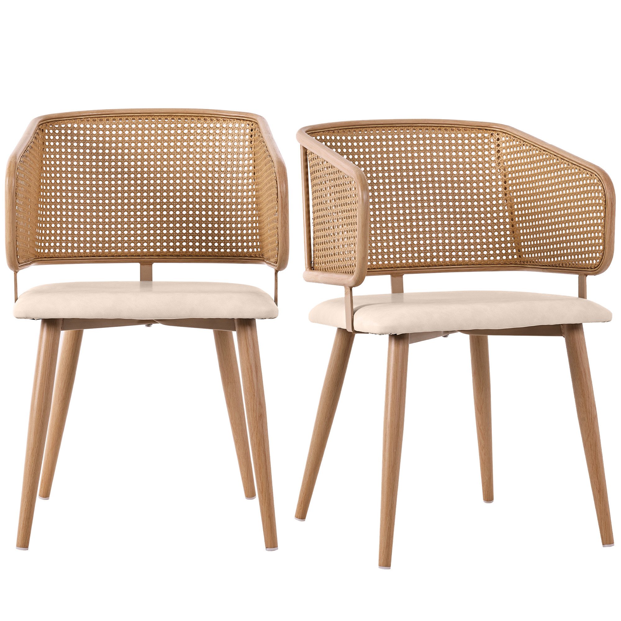 Gotagee Esszimmerstuhl Esszimmerstühle Rattan-Rückenlehne Sitzkissen aus günstig online kaufen