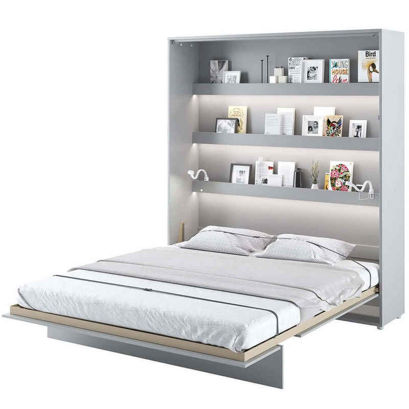 yourhouse24 Schrankbett Bed Concept Wandklappbett Vertikal Gästebett Grau 90/120/140/160/180cm