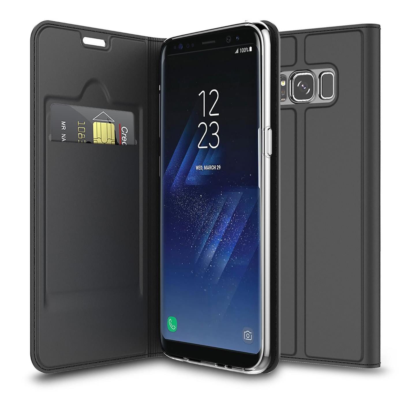 CoolGadget Handyhülle Magnet Case Handy Tasche für Samsung Galaxy S8 5,8 Zoll, Hülle Klapphülle Ultra Slim Flip Cover für Samsung S8 Schutzhülle