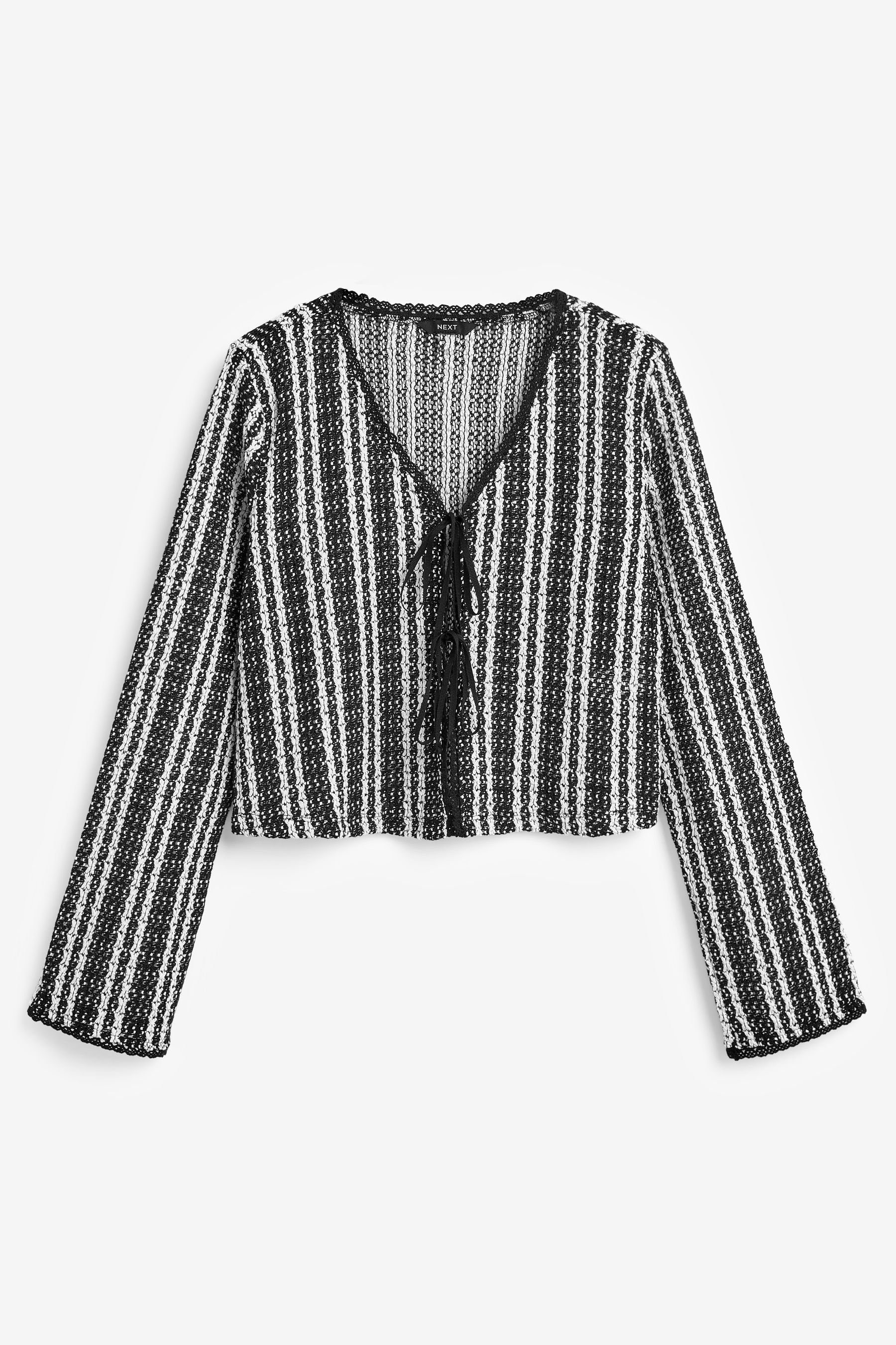 Next Strickweste Gehäkelte, lässige Strickjacke mit Streifen (1-tlg) günstig online kaufen