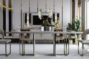 JVmoebel Esszimmer-Set Esszimmer Set Beige 2x Stühle Luxus Esstisch Weiß Elegantes Metall