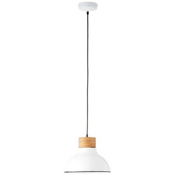 Brilliant Pendelleuchte Pullet, Lampe Pullet Pendelleuchte 30cm weiß/holz hell 1x A60, E27, 40W, gee