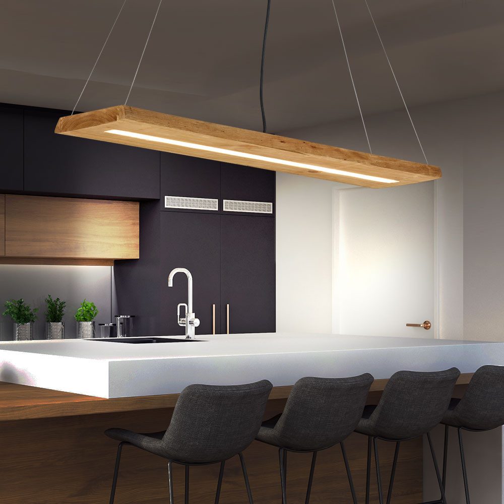 TRIO Leuchten LED Pendelleuchte, LED-Leuchtmittel fest verbaut, Warmweiß, LED Pendel Hänge Leuchte Arbeits Zimmer Switch Dimmer Büro Holz