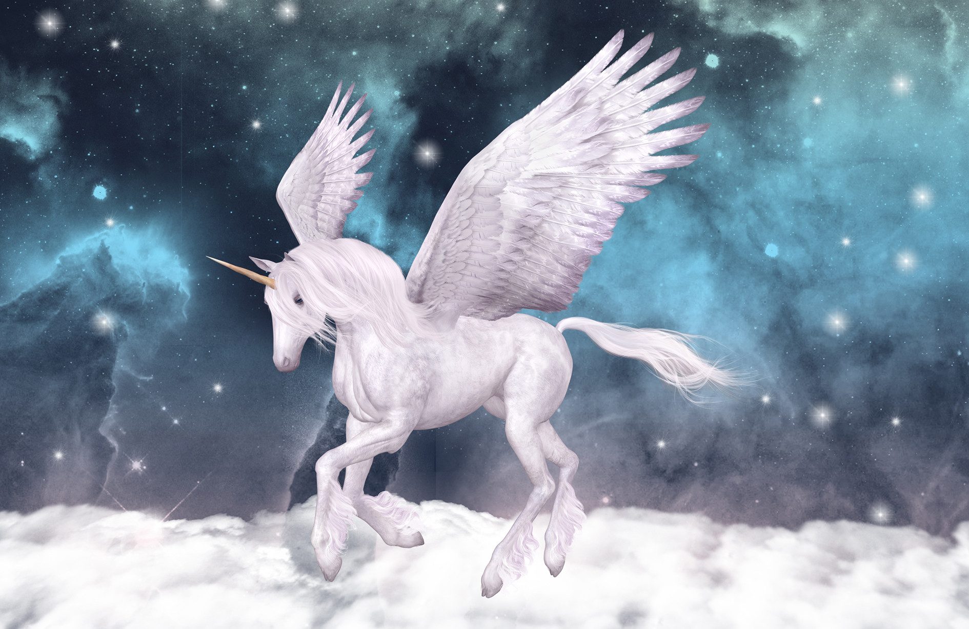 Papermoon Fototapete VLIES-Tapete Premium "Einhorn", Kleister KOSTENLOS, reduziert, 3D-Effekt, restlos trocken abziehbar, (5765), Wandtapete Bild Dekoration Wand-Dekor Motiv Tapete Poster