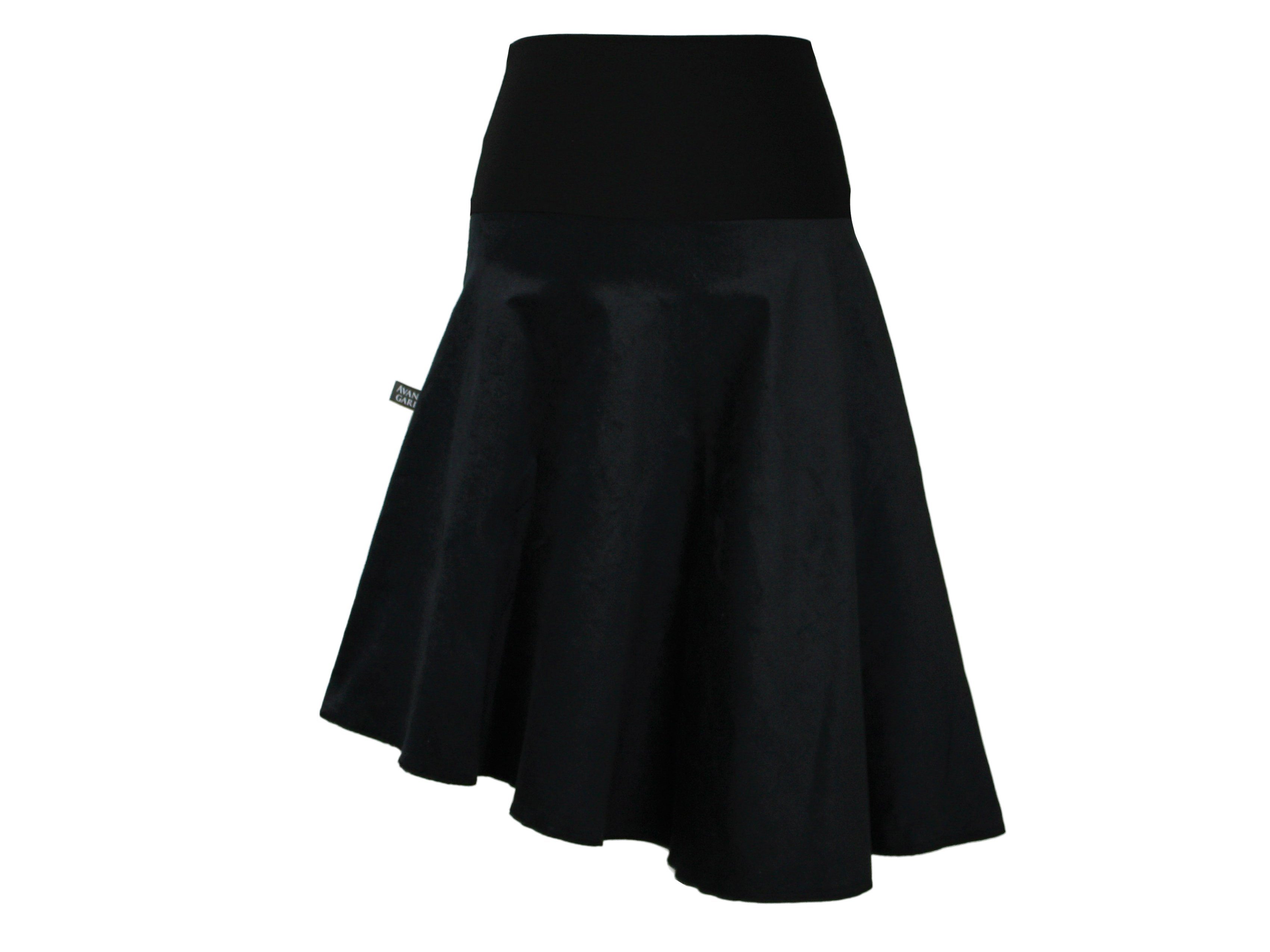 dunkle design A-Linien-Rock Asymmetrisch Samt Cord Schwarz elastischer Bund