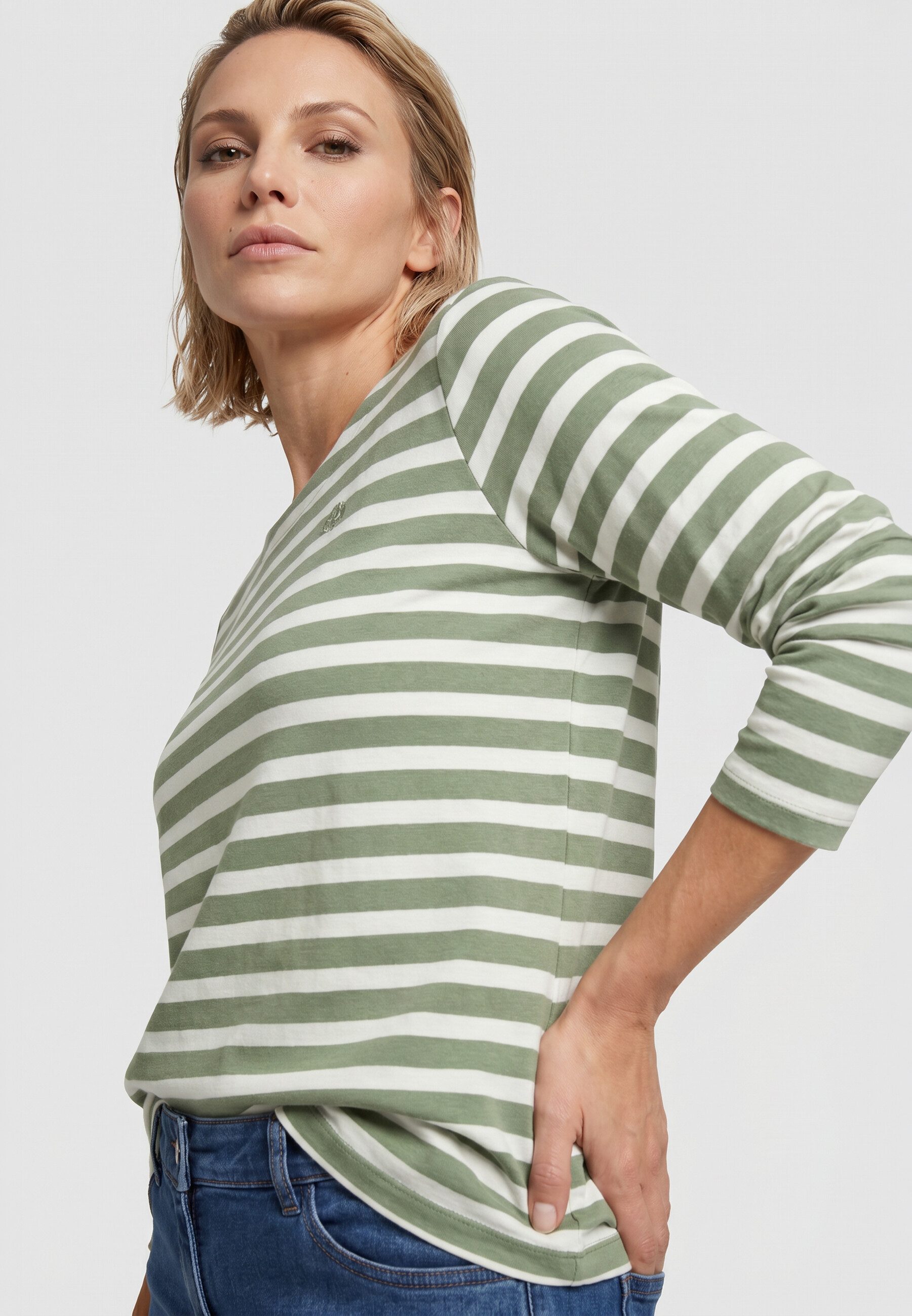 Olsen T-Shirt mit Rundhalsausschnitt und langen Ärmeln