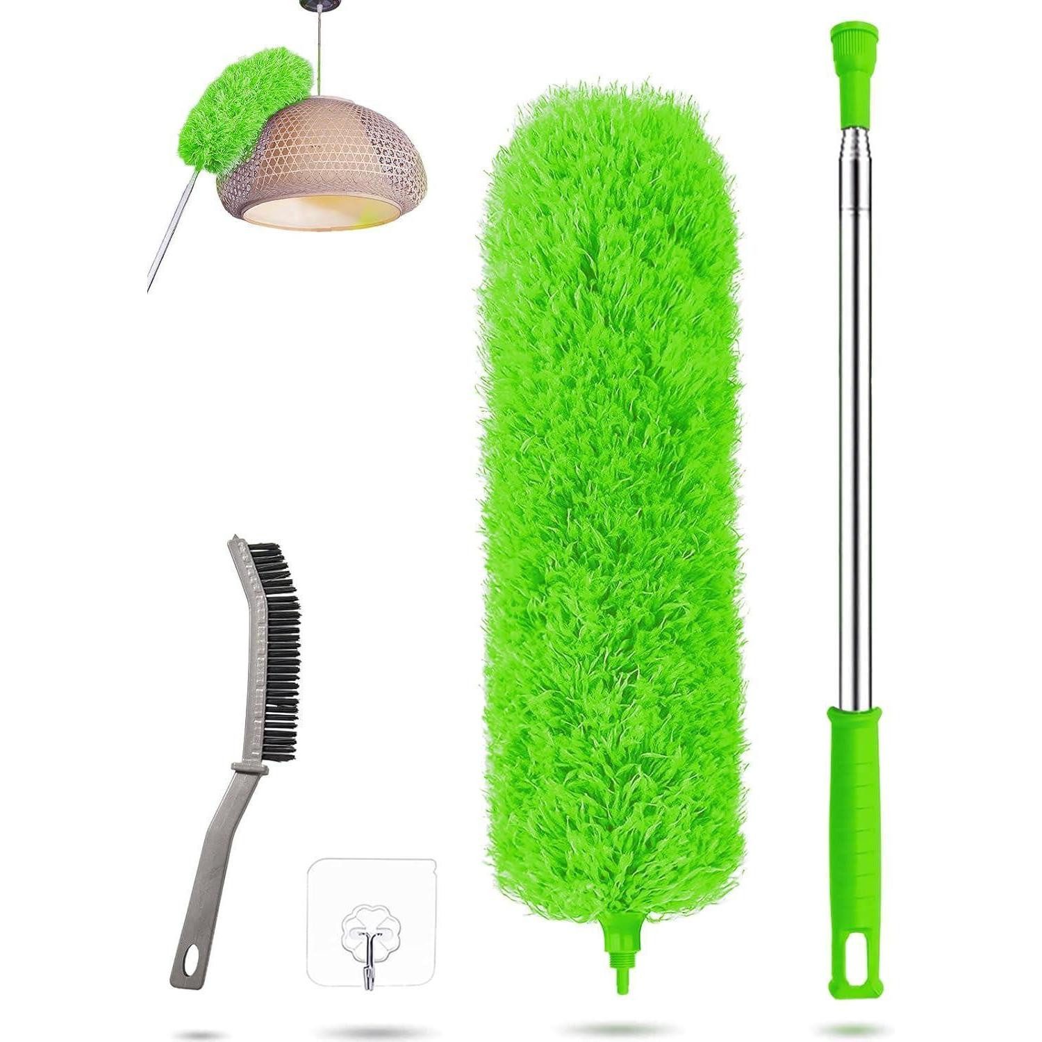LuxusKollektion Staubwedel Staubwedel Teleskop 240cm Waschbar Mikrofaser Biegbar Grün 4