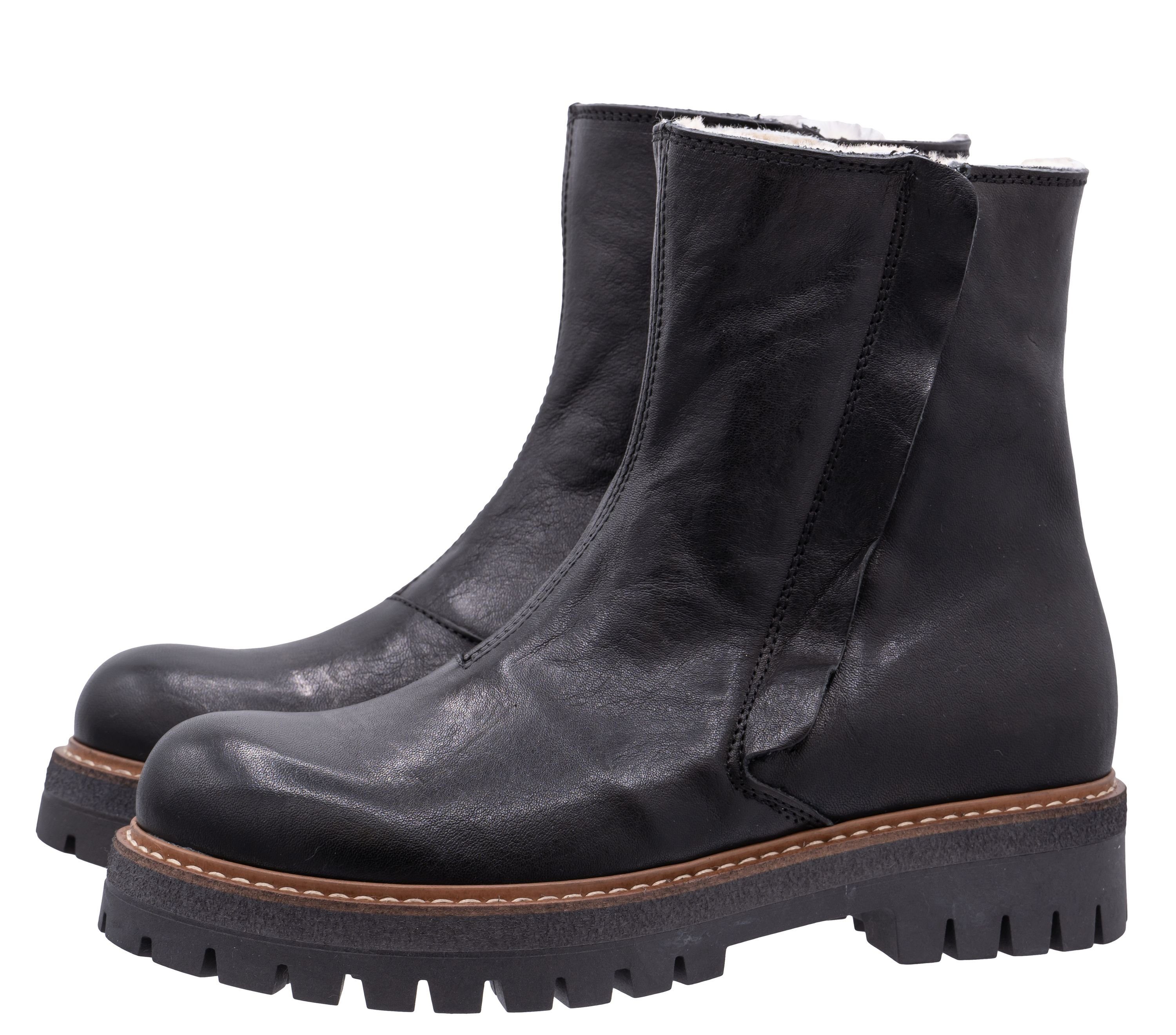 Ocra Ocra Stiefel Ботинки Winterboots 692 pflanz. geg. Leder Lammfell Schnürstiefelette