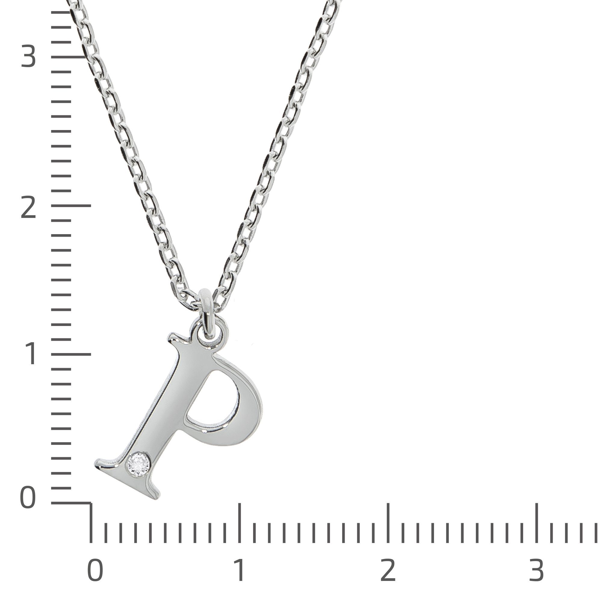 Diamonds by Ellen K. Kette mit Anhänger Silber 925 mit 1x Diamant 0,008ct. Buchstabe P