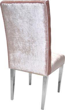 Leonique Stuhl Pinky (Set, 1 St), Knopfheftung am Rücken und silberfarbenen Metallfüßen, Polsterstuhl