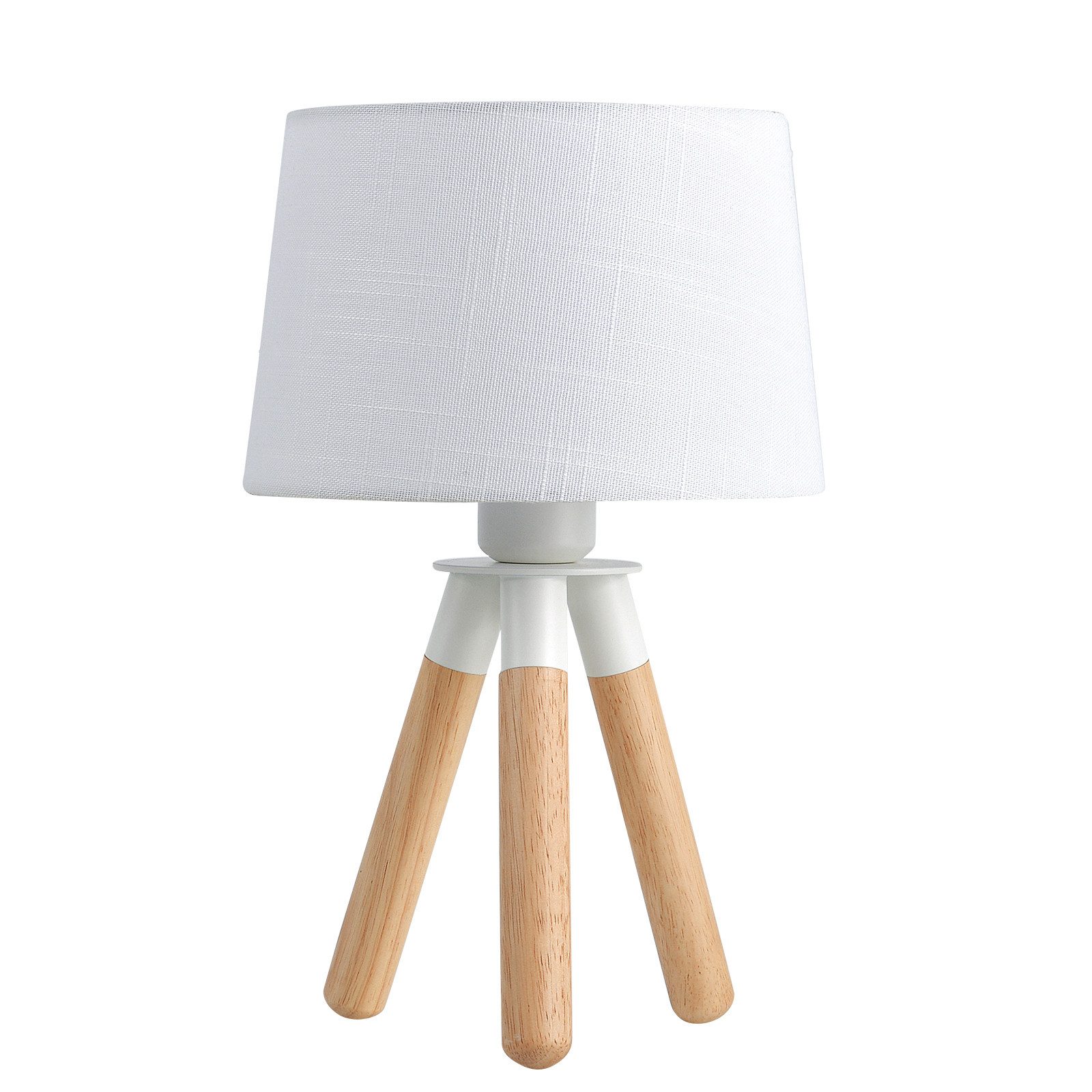 STANBOW Bettleuchte weiße Dreibein-Tischlampe aus Gummibaumholz, ohne Leuchtmittel, tischlampen wohnzimmer, tischlampen mit kabel, tischlampen landhaus