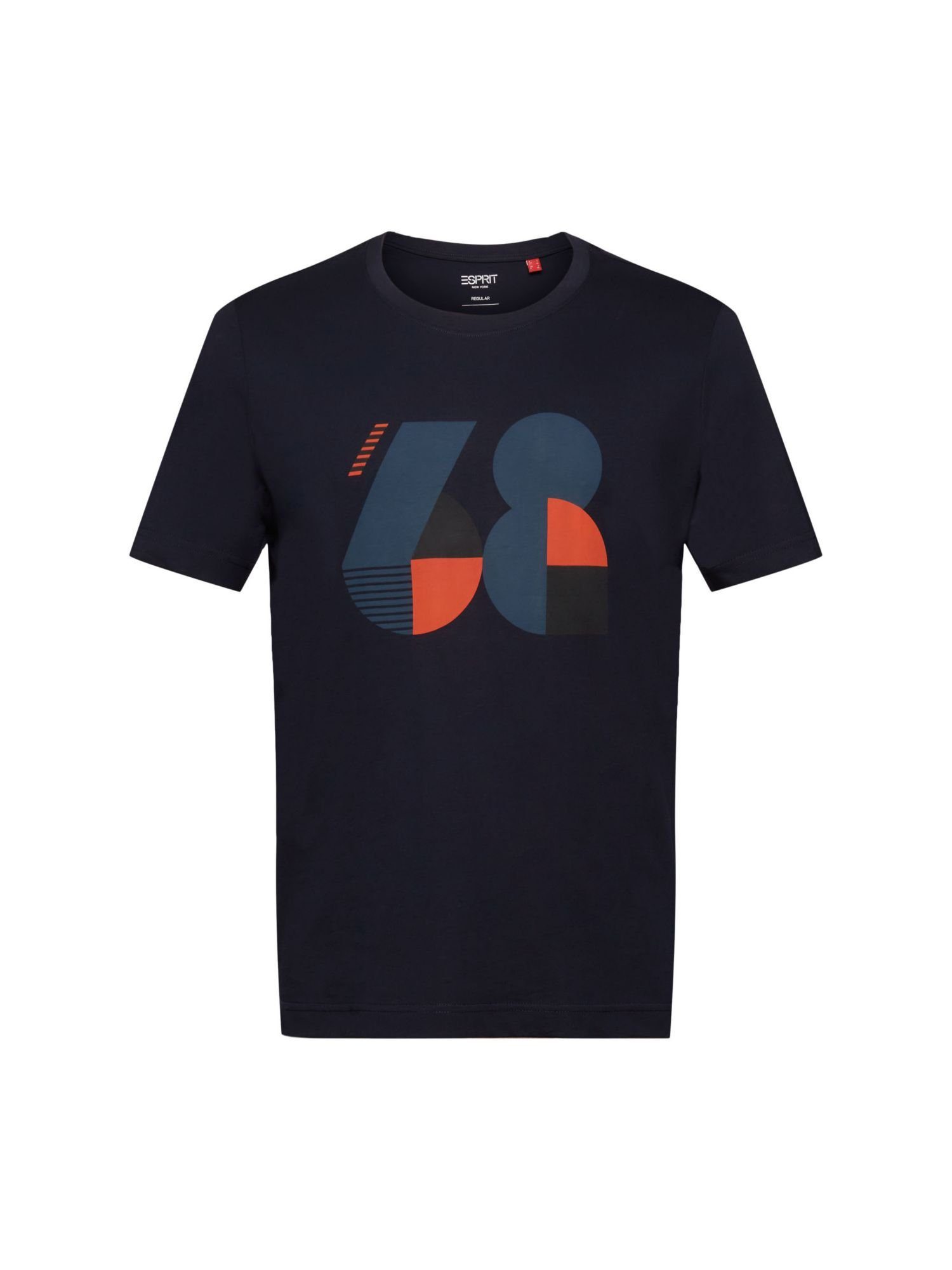 edc by Esprit T-Shirt Bedrucktes Jersey-T-Shirt, 100 % Baumwolle (1-tlg) NAVY
