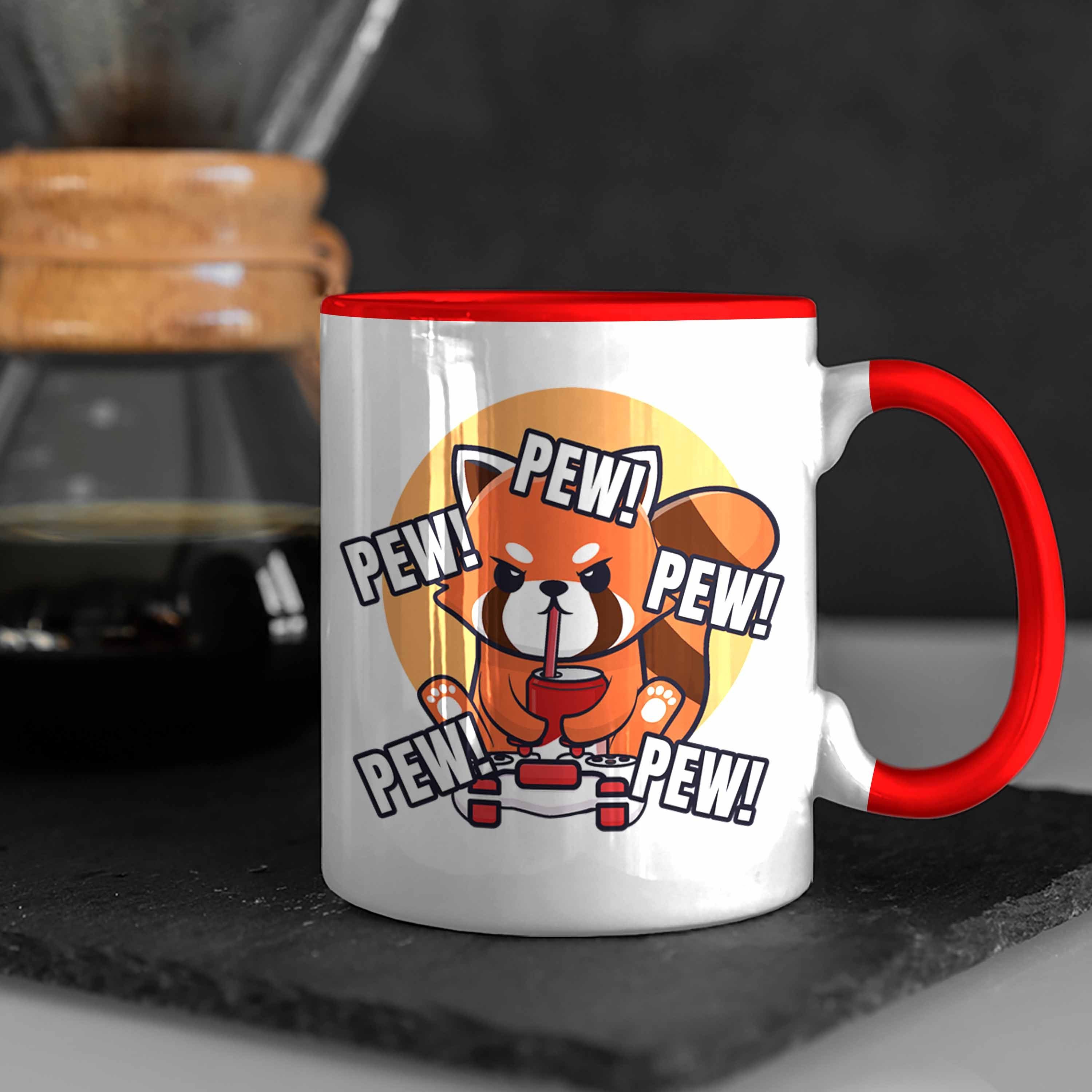 Tasse Pew für Gamer Rot Tasse Trendation Jungen Grafik Mädchen Panda Jungs - Trendation Lustige Geschenkidee Gaming Kinder