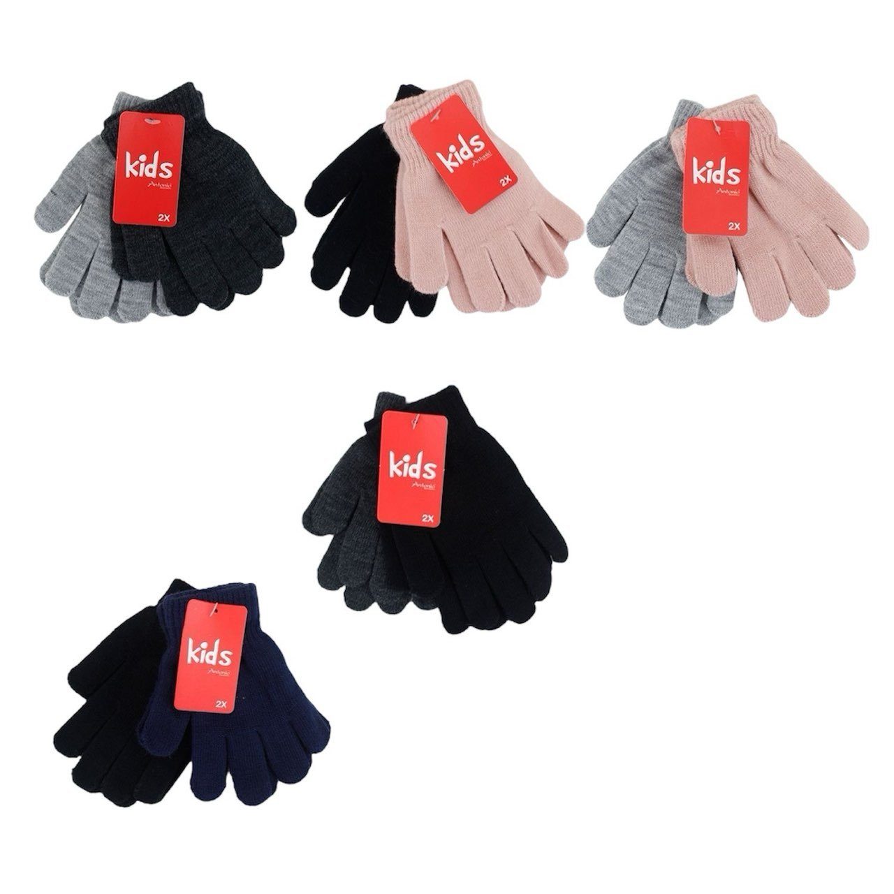 VewoTex Strickhandschuhe 2er Pack Kinder Handschuhe » Doppelpack Kinderhandschuhe (Doppelpack, 2-St., Paar Handschuhe) » Fingerhandschuhe in 2 Farben