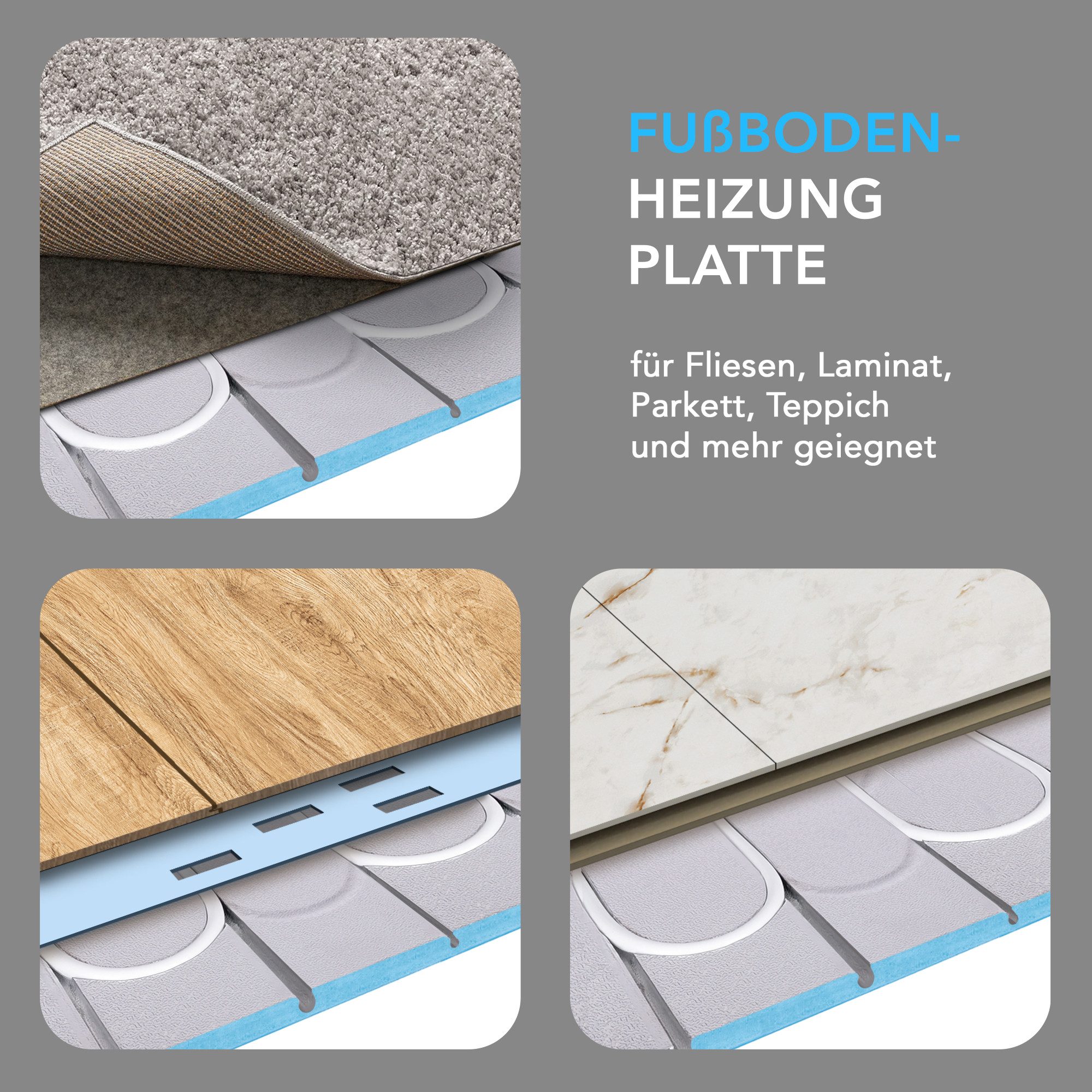 Belvit Fußbodenheizung Platte XPS 500 120×60×2,5 cm – Trockenbau Warmwasser, druckfest, (1-tlg), Systemplatte & Heizrohr, Feuchtraum geeignet, schnelle Reaktionszeit