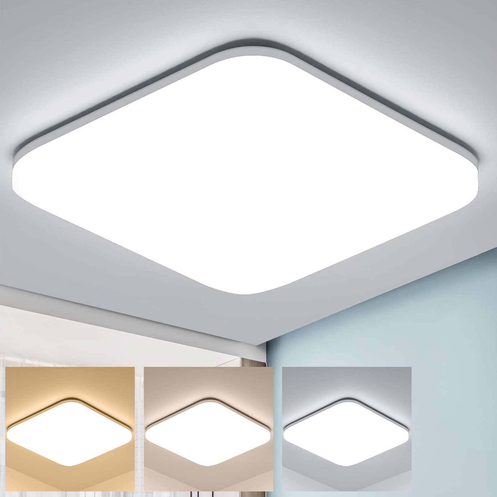 ZMH LED Deckenleuchte Deckenlampe IP54 Wasserfest Badezimmer Rund Badlampe Decke, LED fest integriert, 18W