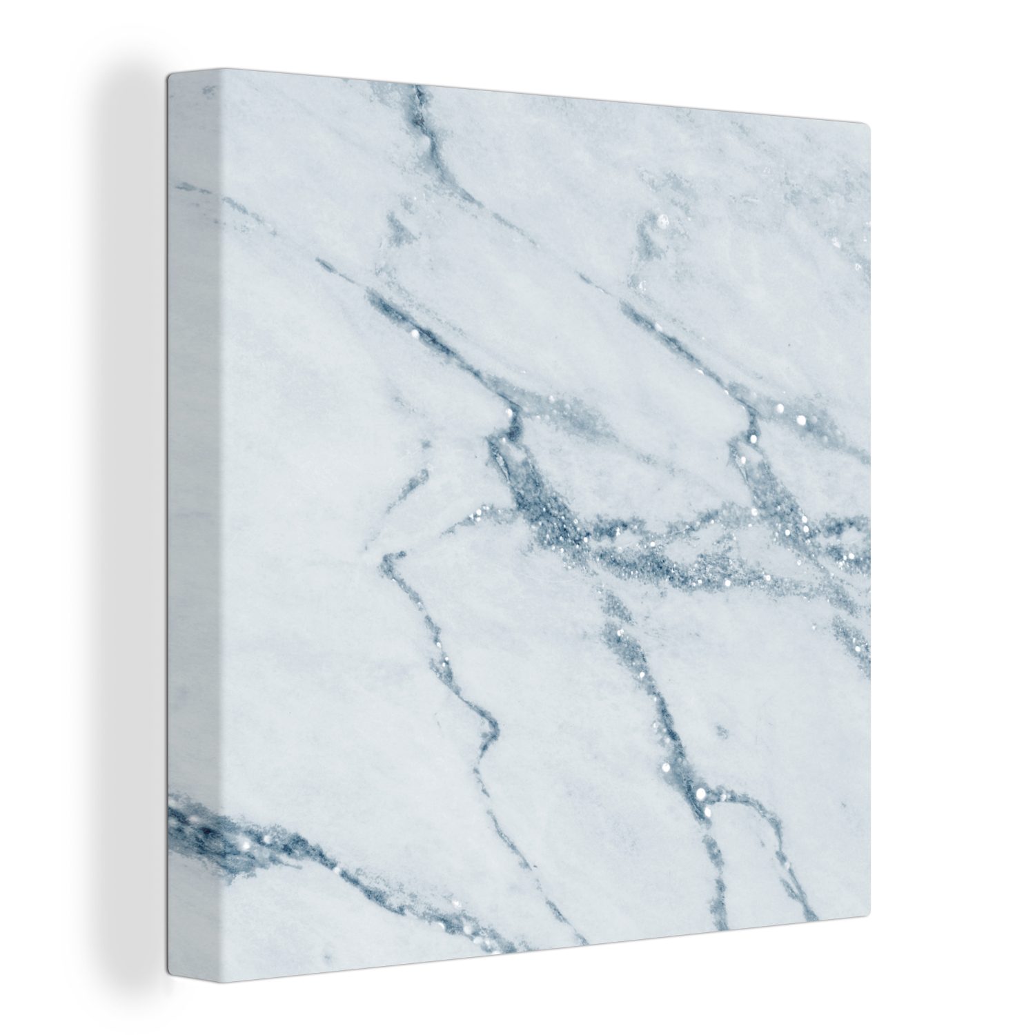OneMillionCanvasses® Leinwandbild Marmor - Blau - Kalkstein, (1 St), Leinwand Bilder für Wohnzimmer Schlafzimmer bunt