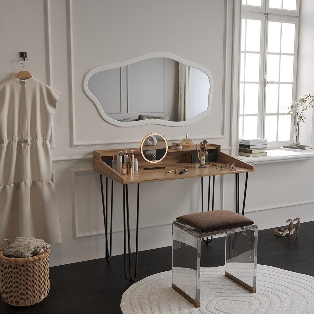 Vicco Schminktisch Sannar, Eiche/Schwarz, 110 cm mit Schubladen günstig online kaufen