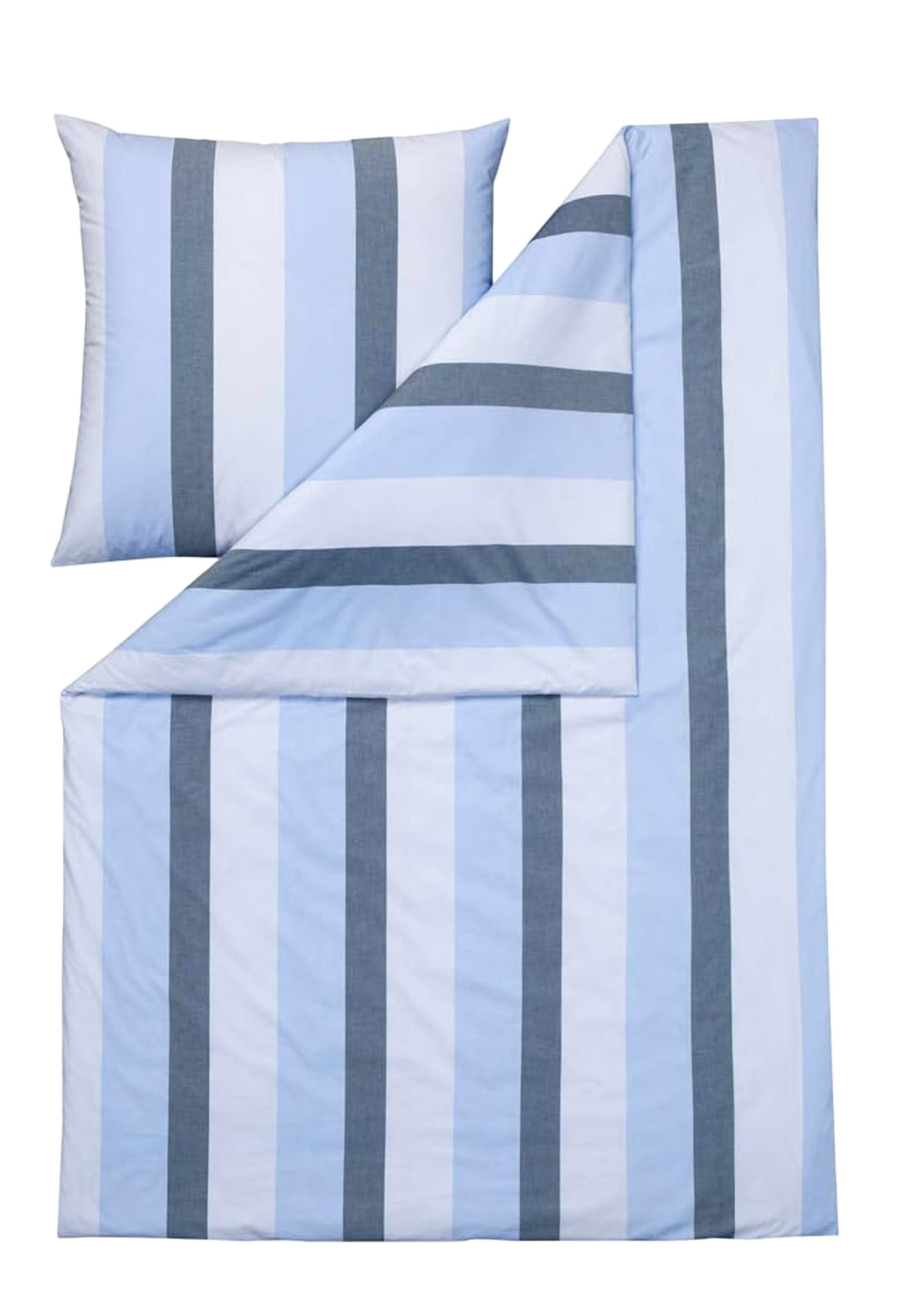 Estella Bettwäsche Estella Exquisit Bettwäsche Lovis in navy 200x220 2x80x80 cm, Buntgewebe, atmungsaktive Doppelbett Bettwäsche in Normalgröße, Buntgewebe