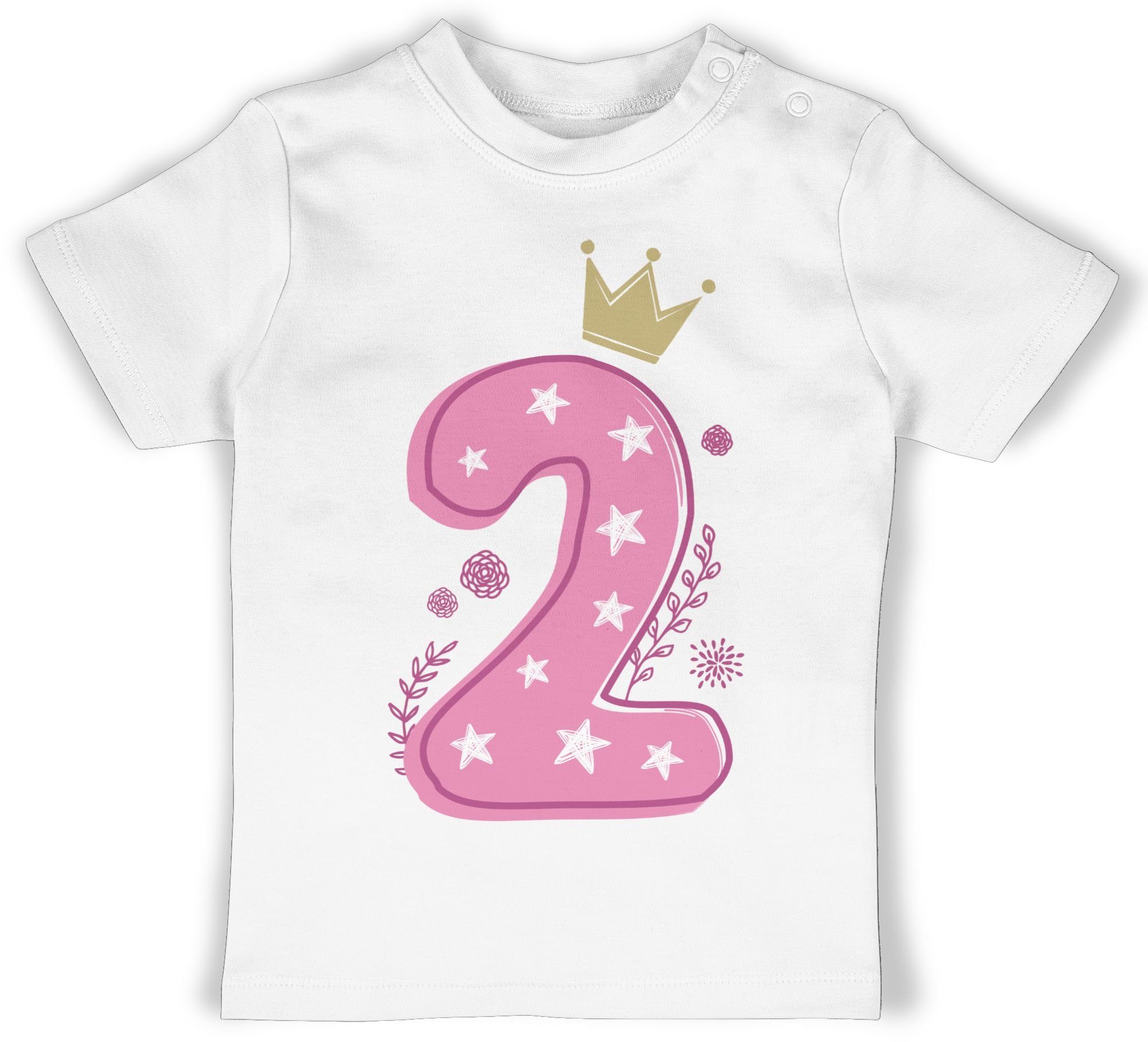 Shirtracer T-Shirt Zweiter Birthday Mädchen 2. Geburtstag 1 Weiß