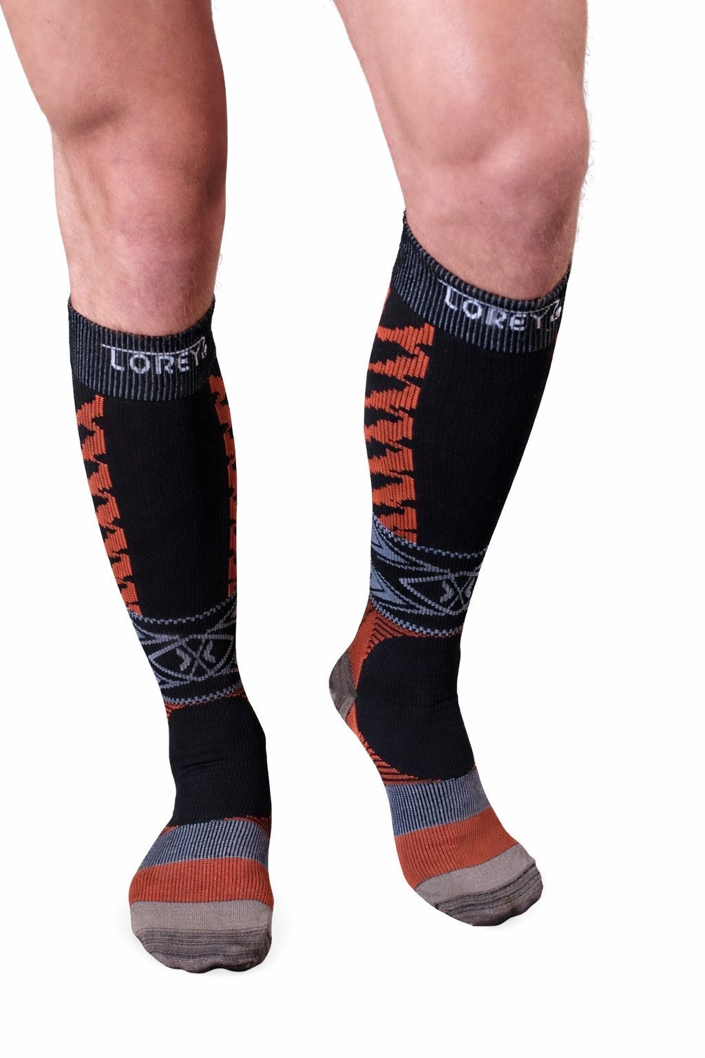 Laufsocken Herren Sport Kompressionsstrümpfe schwarz 15–20 mmHg, Kniestrümpfe