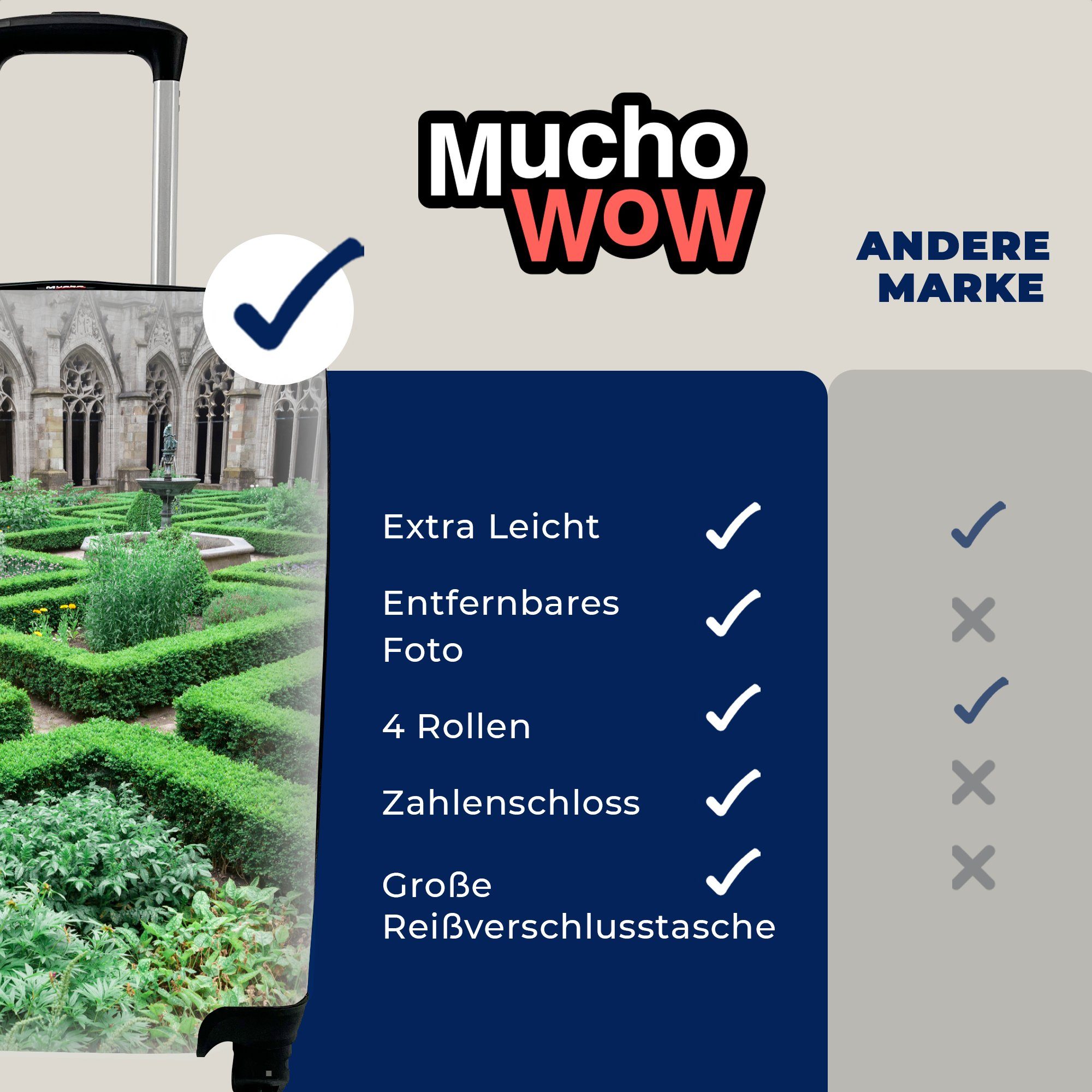4 MuchoWow mit - Reisetasche Reisekoffer Utrecht, rollen, Garten Rollen, Trolley, Handgepäck Ferien, Handgepäckkoffer - Domtoren für