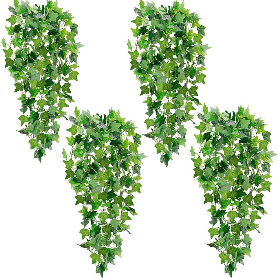 Kunstpflanze 4 Stück Künstliche Hängepflanze,110cm hängendes Grün Blätter  Girlanden, zggzerg