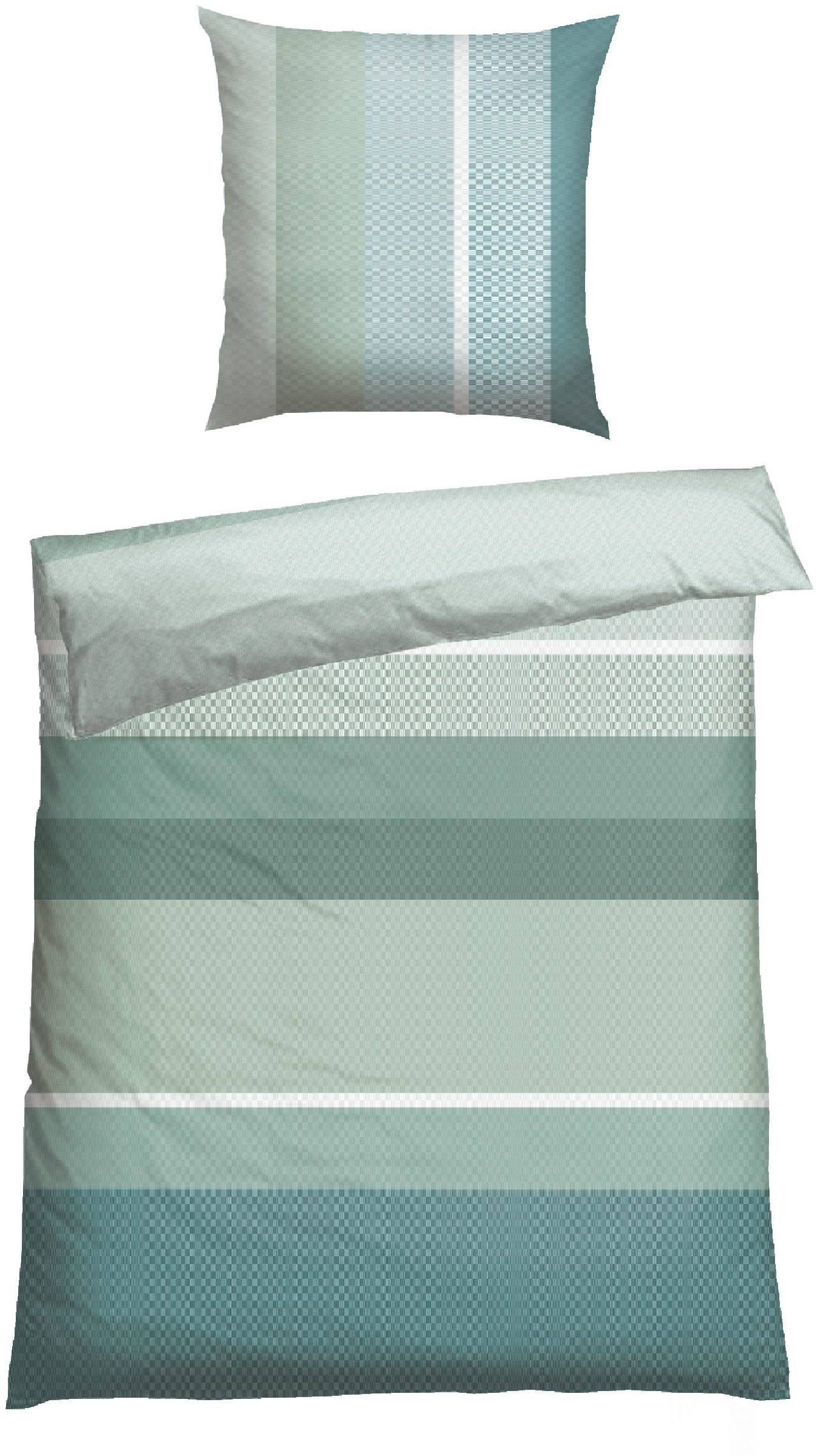 Schiesser Bettwäsche Endy Stripes aus weicher Baumwolle mit großen und kleinen Streifen, Renforcé, 2 teilig, Made in Green