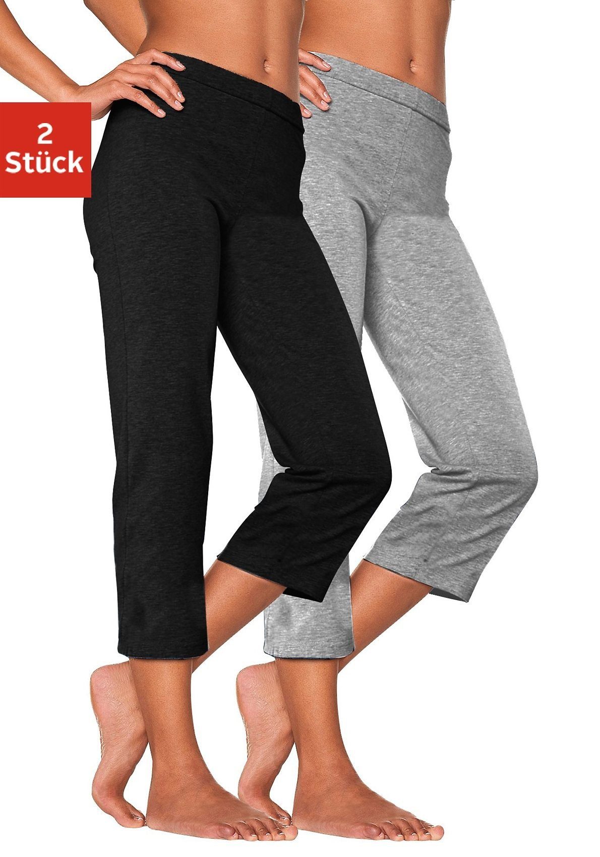 Vivance Active by Lascana Caprihose (2er-Pack) mit Gummibund, Loungewear