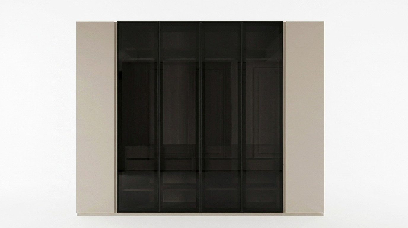 Xlmoebel Garderobenschrank Kleiderschrank Beige Modern Edel Schrank Glasschrank Schlafzimmer (1-tlg)