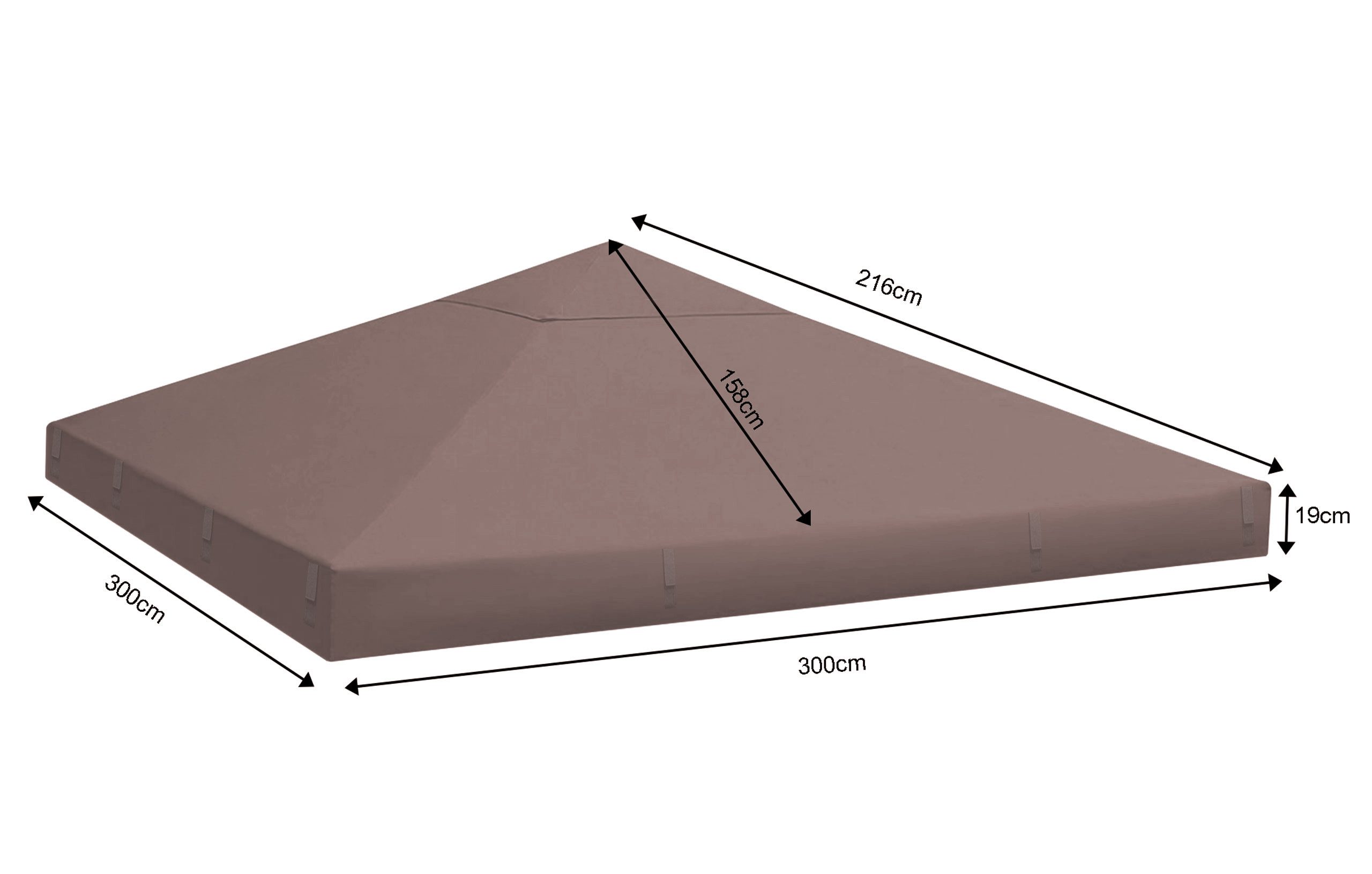 Quick Star Pavillon-Ersatzdach Ersatzdach Rank-Pavillon 3x3 / 3x4 m in vielen Farben, 260 g/m², 300 x 300 cm (Beigegrau, 3 x 3 m), Mit Dachentlüftung