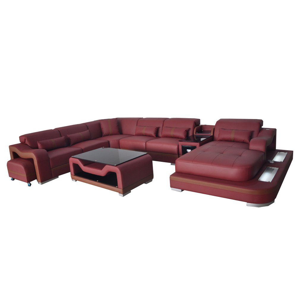 U-Form Ecke JVmoebel Wohnlandschaft Ecksofa, Leder Design Modern Sofa Couch