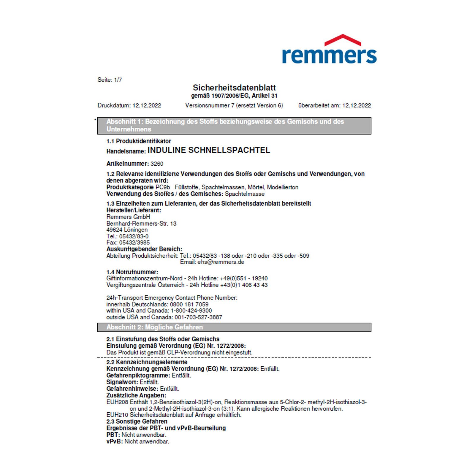 Remmers Universalspachtel INDULINE SCHNELLSPACHTEL - 0.4 KG