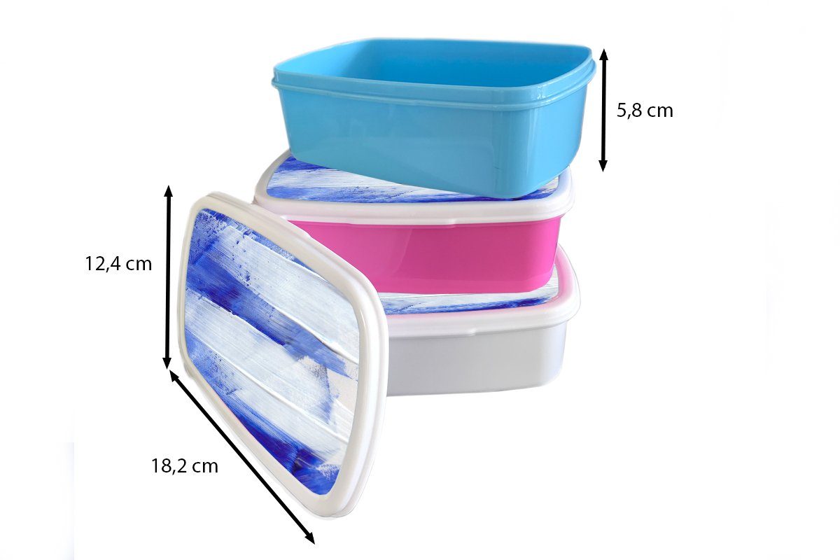 MuchoWow Lunchbox Farbe Brotdose, und Blau, Kunststoff, (2-tlg), für Design - - Erwachsene, Mädchen Jungs Brotbox und Kinder für weiß