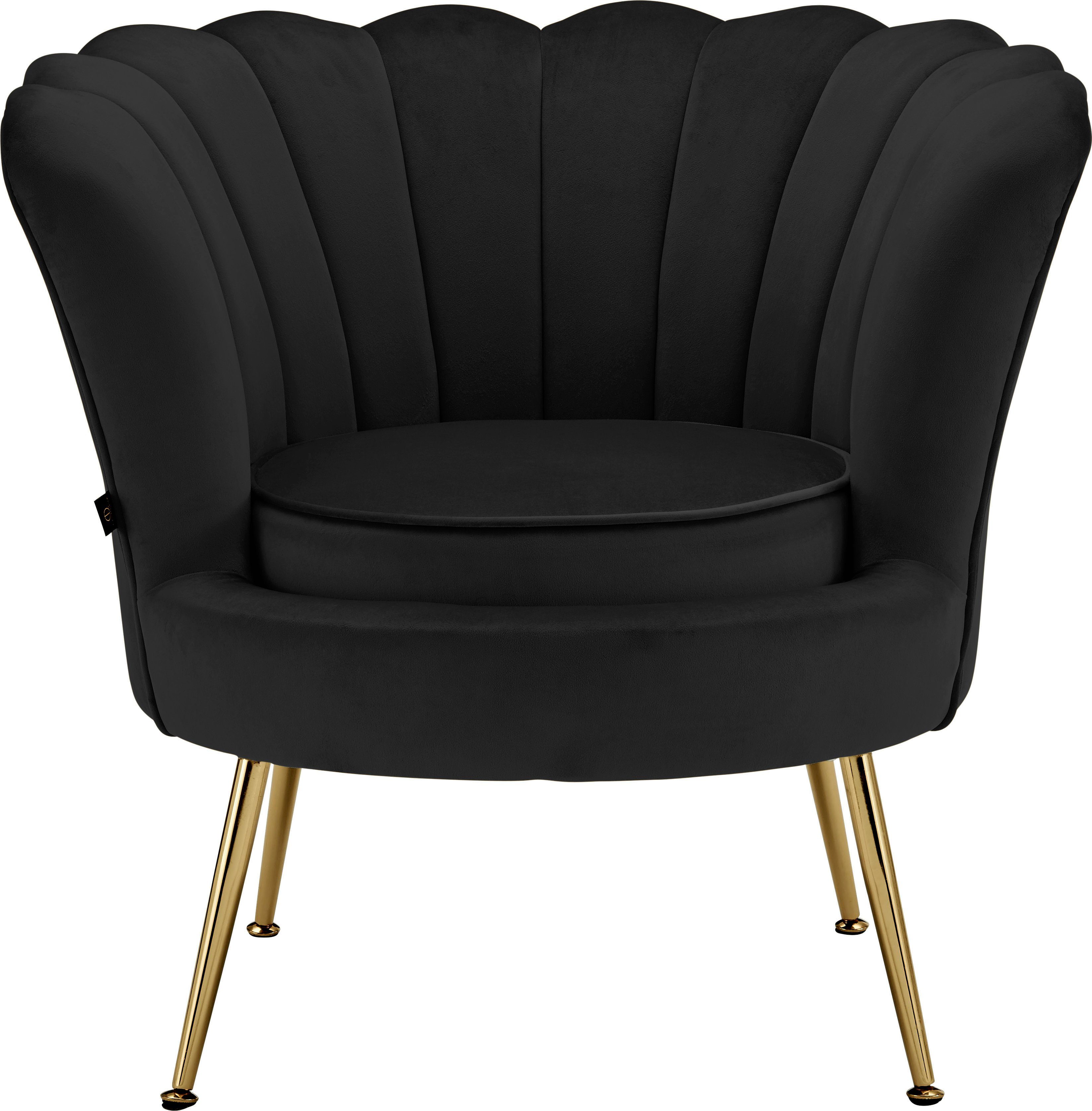 43,5 Sitzhöhe edlem mit Leonique Loungesessel Samtvelours Kelsey, schwarz Bezug, weichen Metallgestell, cm