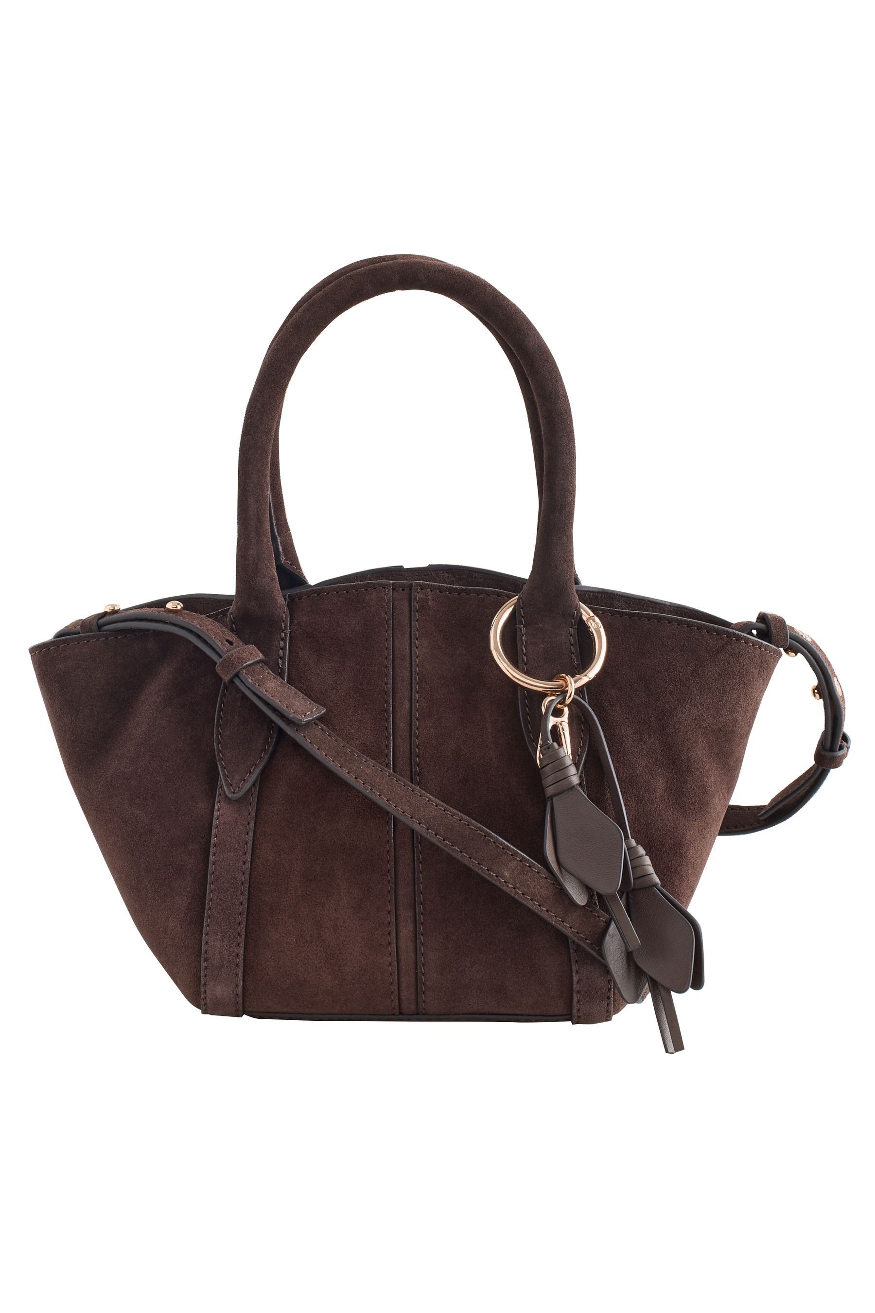 Next Umhängetasche Umhängetasche aus Veloursleder mit Blumen-Anhänger (1-tlg)