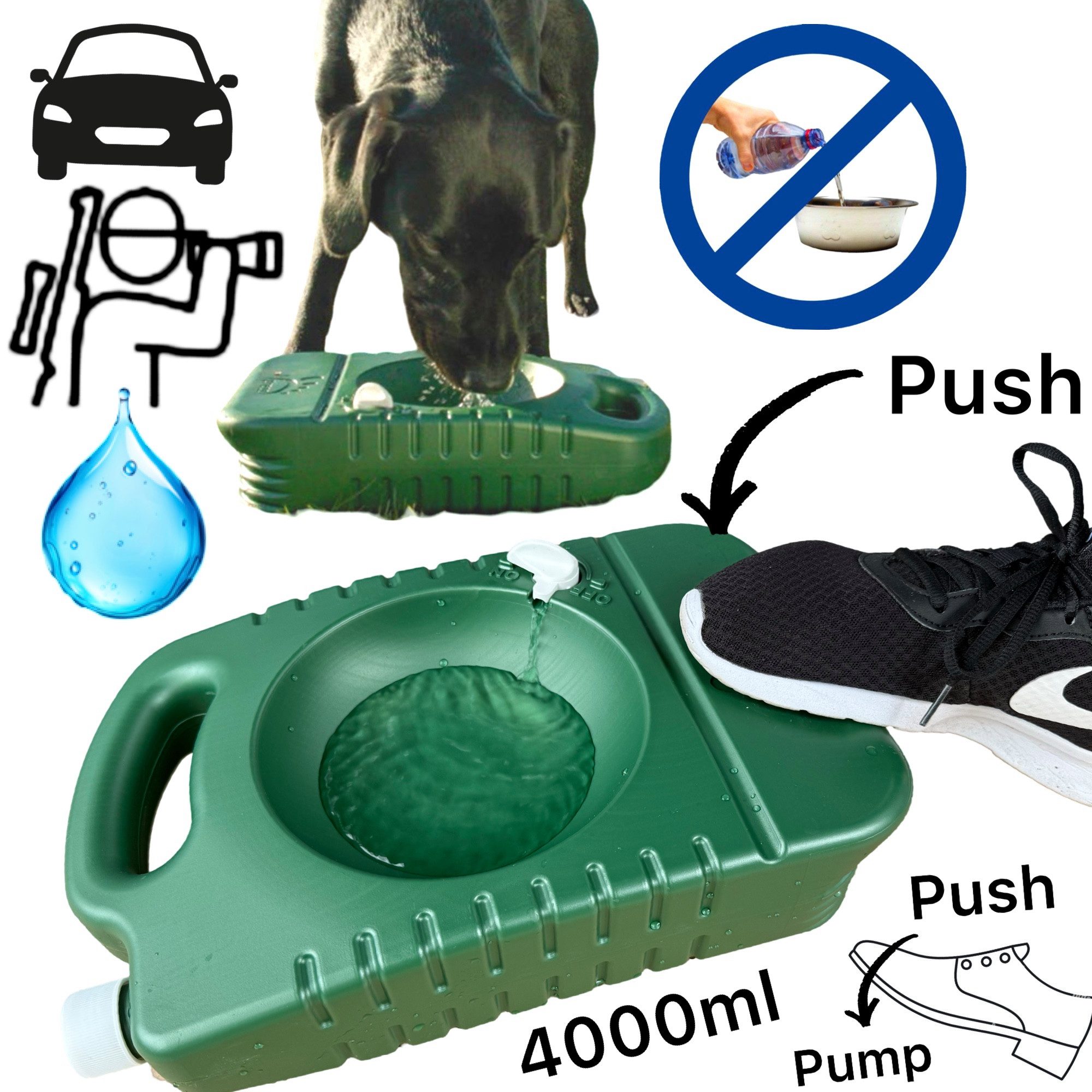 F26 Tier-Wasserspender Porta Bowl Hunde Reise Napf Tragbarer Wasserspender Jäger Grün 4Liter