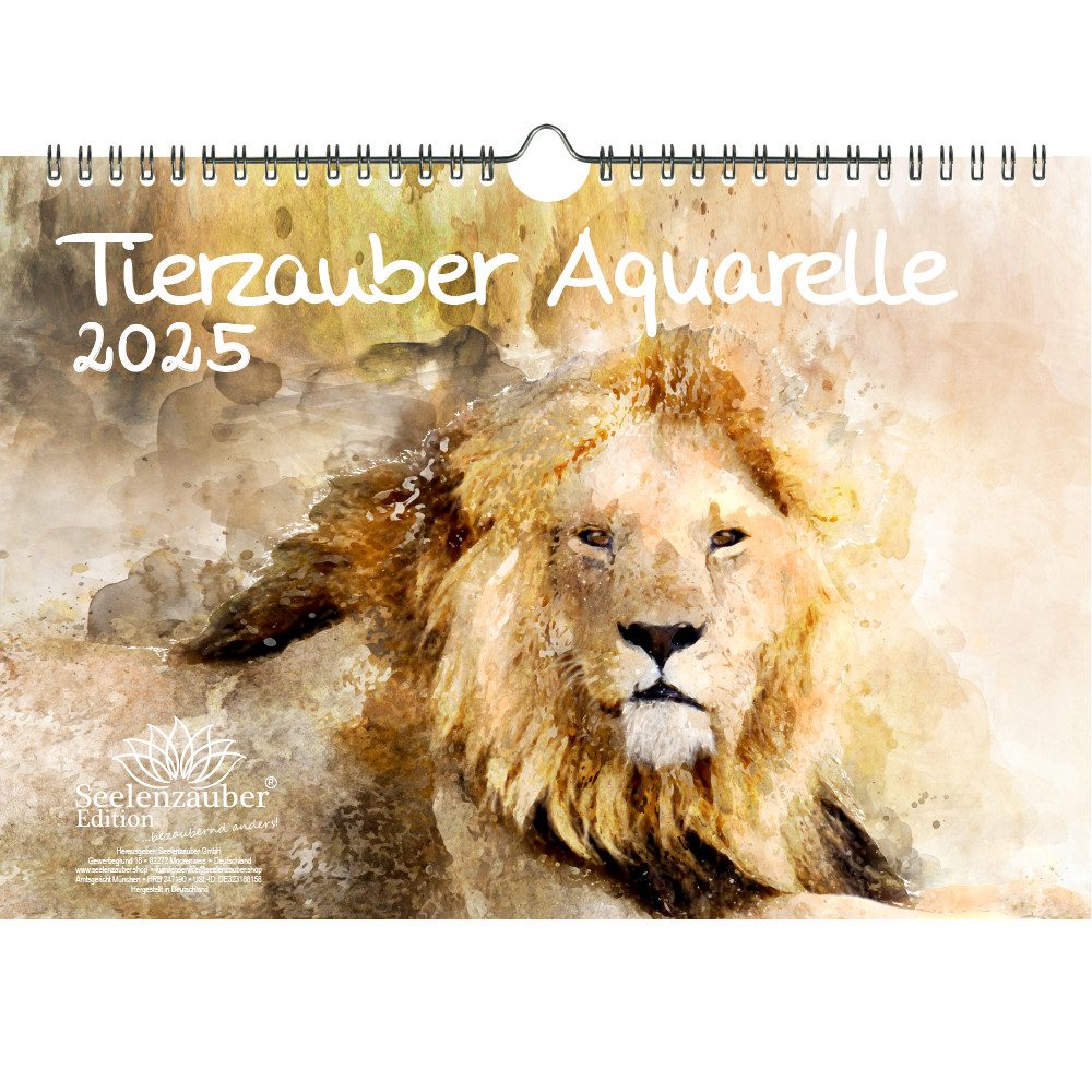 Seelenzauber Wandkalender Tierzauber Aquarelle DIN A4 Kalender für 2025 verschiedene Tiere
