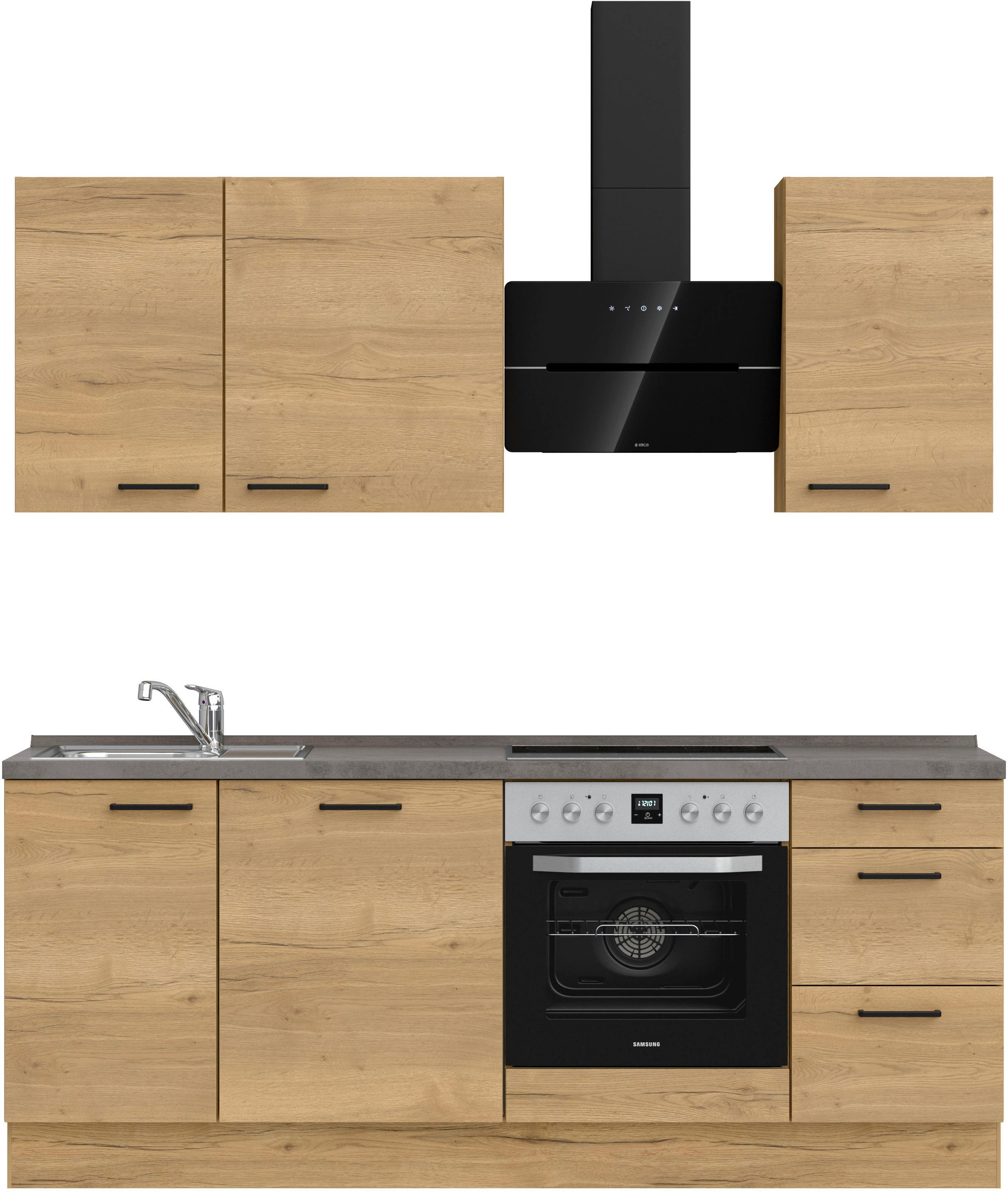 nobilia® Küchenzeile "Structura II", NEU: individuell anpassbar mit gratis Profi-Beratung, vormontiert, Breite 210 cm, Ausrichtung wählbar, wahlw. mit E-Geräten