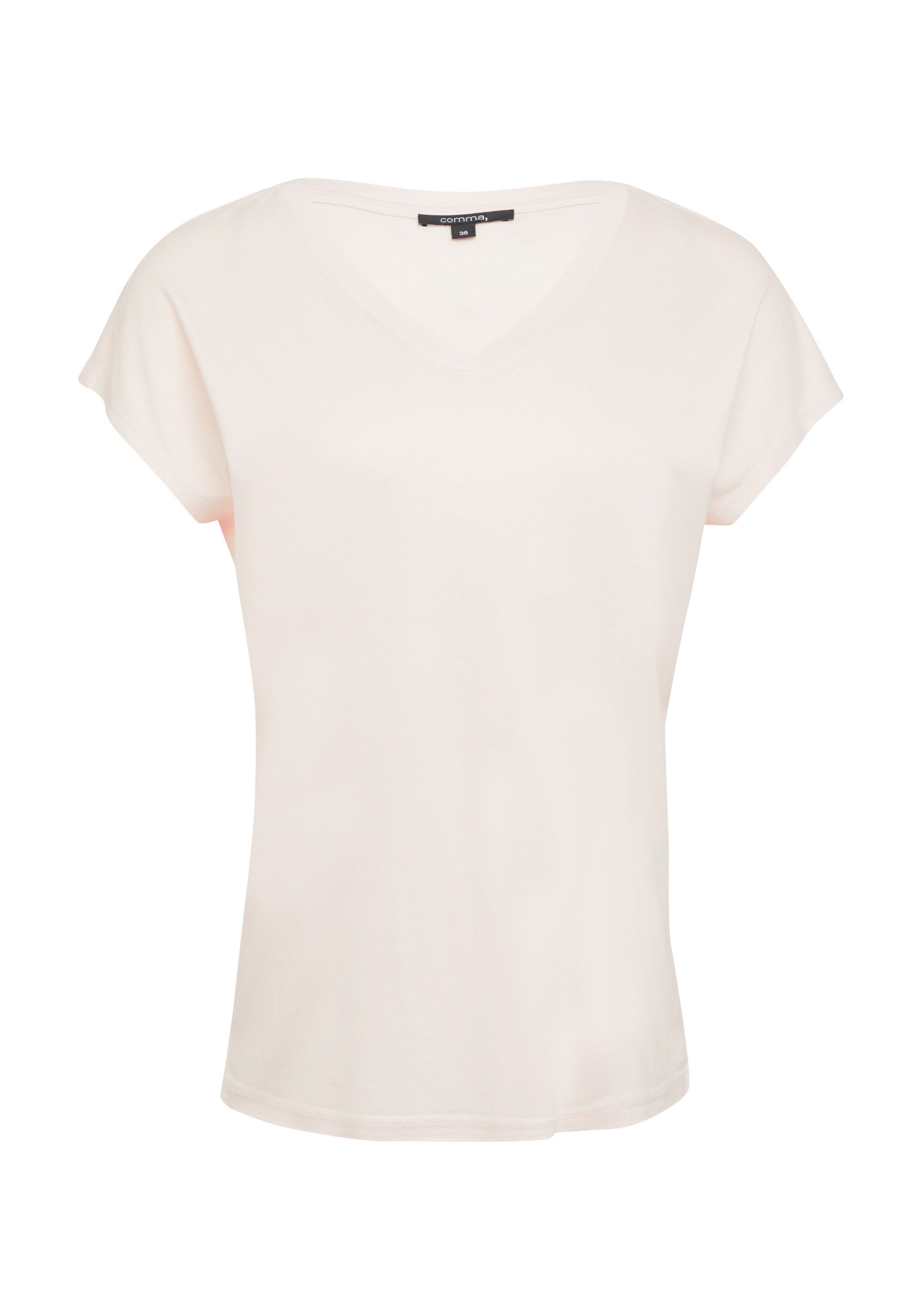 comma Kurzarmshirt T-Shirt Shirt aus Viskose mit V-Ausschnitt günstig online kaufen