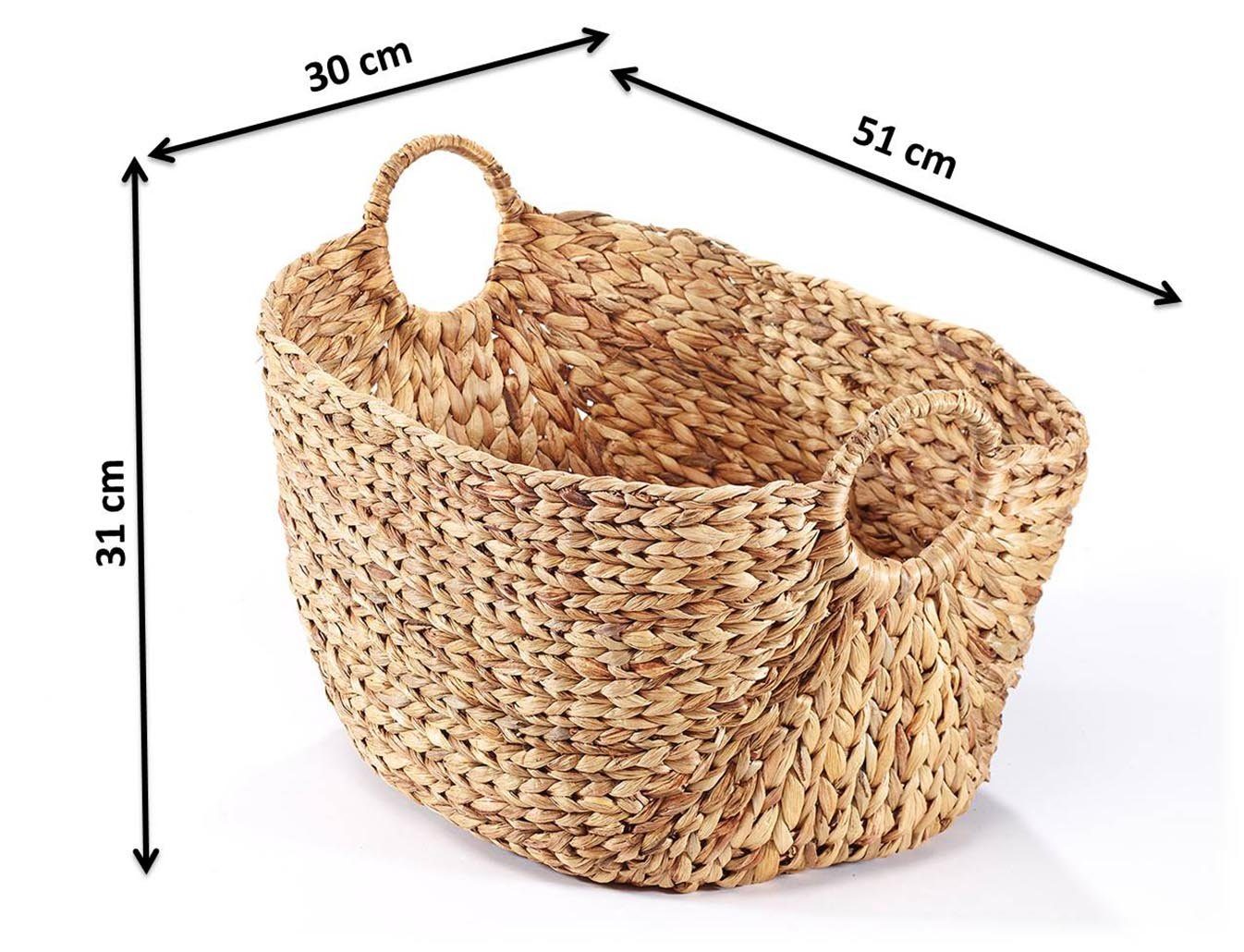 Kobolo Aufbewahrungskorb Korb aus Wasserhyazinthe mit Griffen 51x36x36cm (5 günstig online kaufen